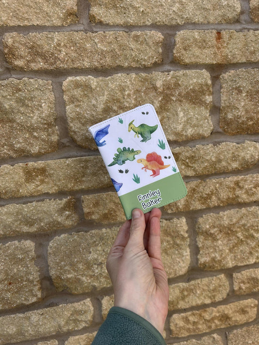 Personalised Childrens Dinosaur Passport Holder