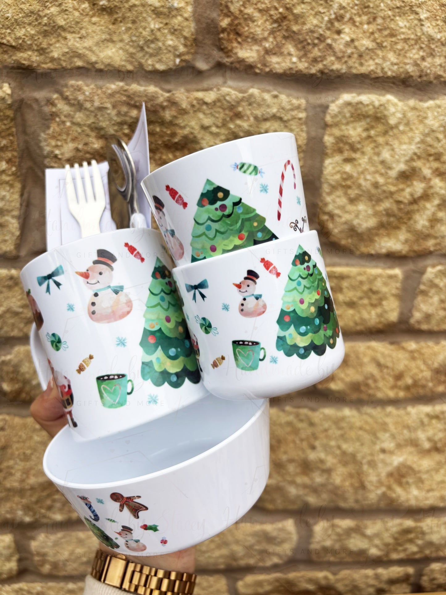 Personalised Plastic Christmas Children's Dinner Set