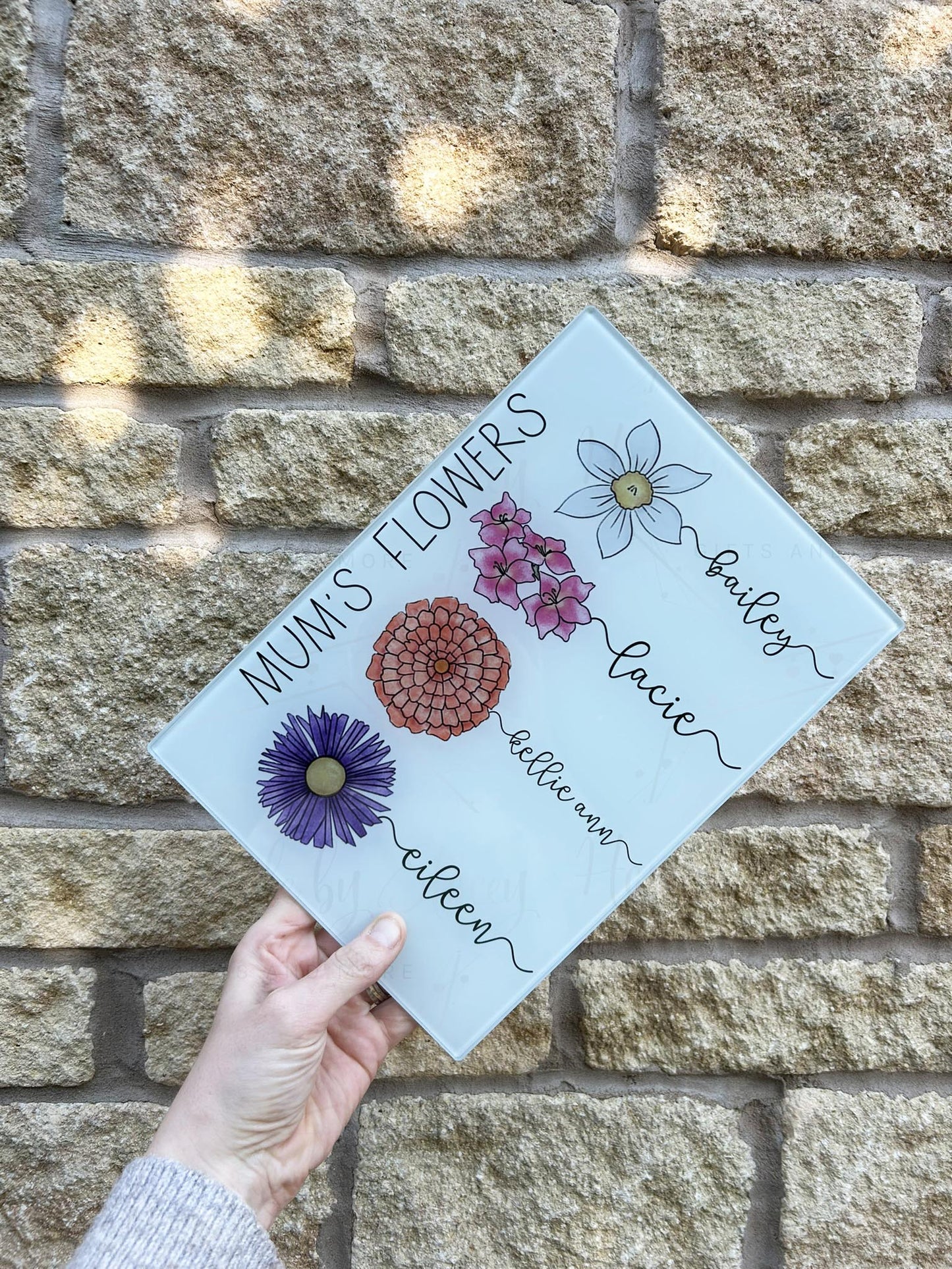 Personalised Birth Flower Glass Chopping Board