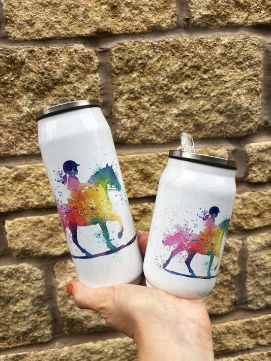 Personalised Horse Riding Stainless Steel Can with Straw - Two Sizes Editable Text