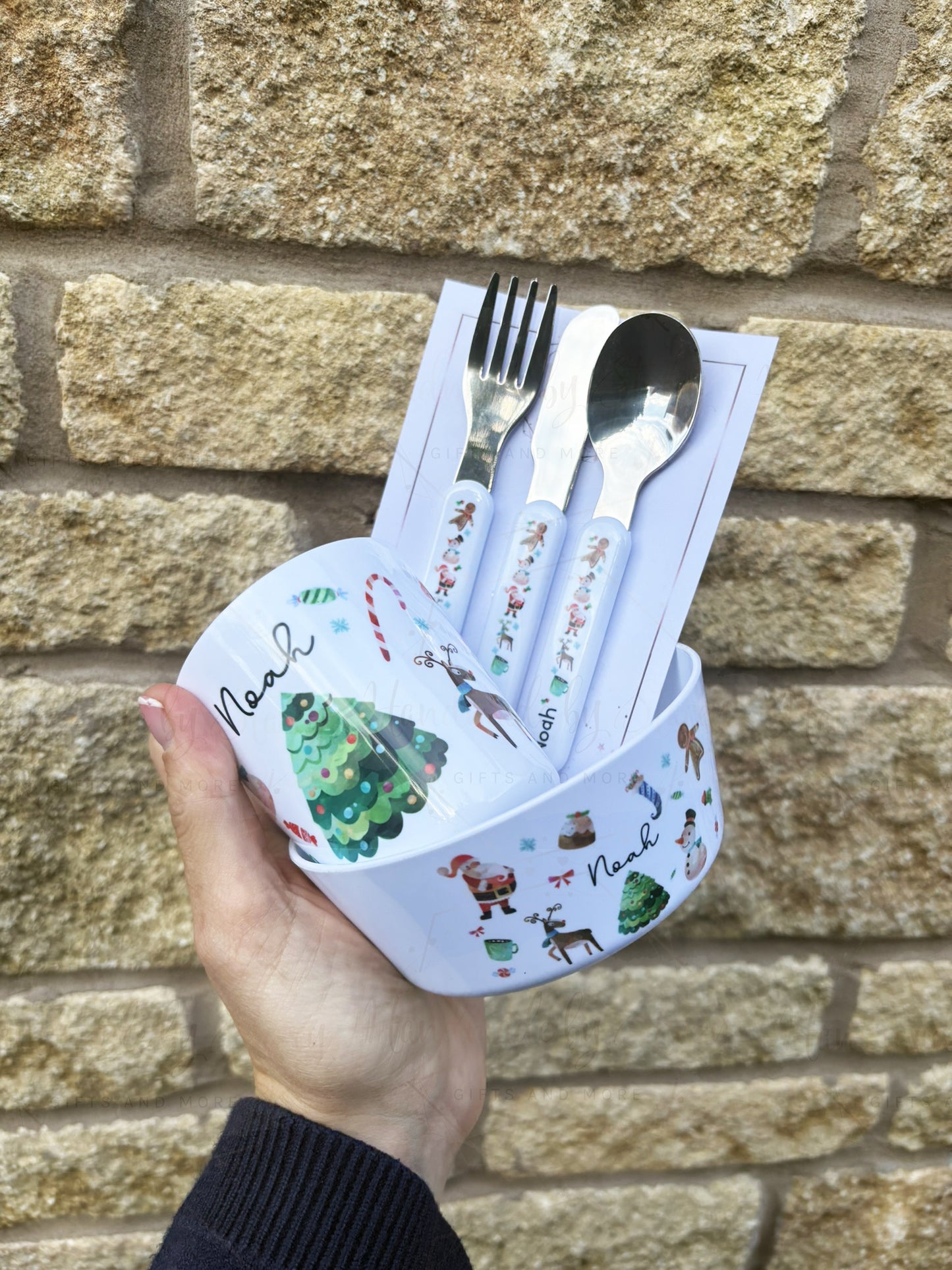 Personalised Plastic Christmas Children's Dinner Set