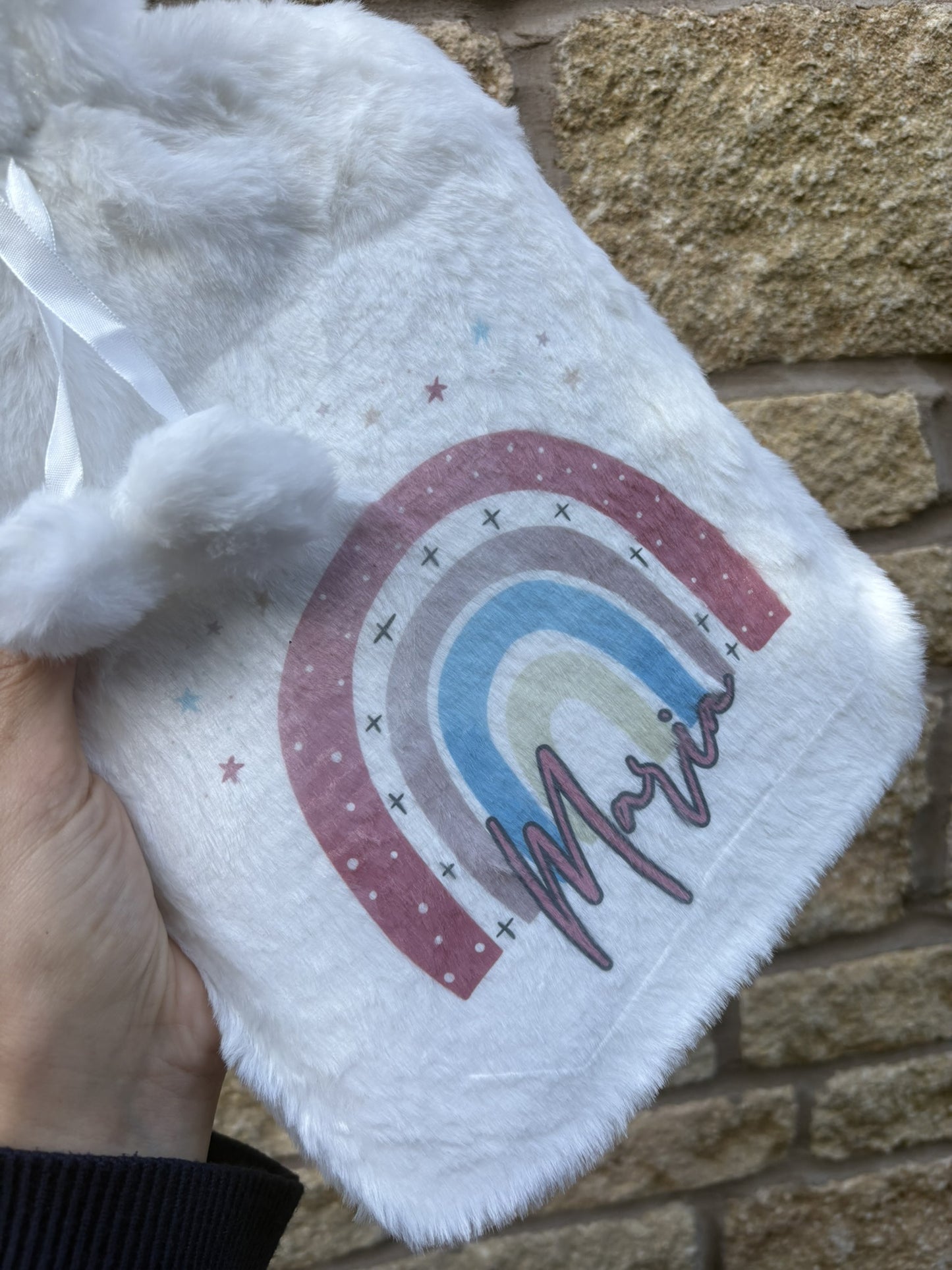 Personalised Pink Rainbow Hot Water Bottle