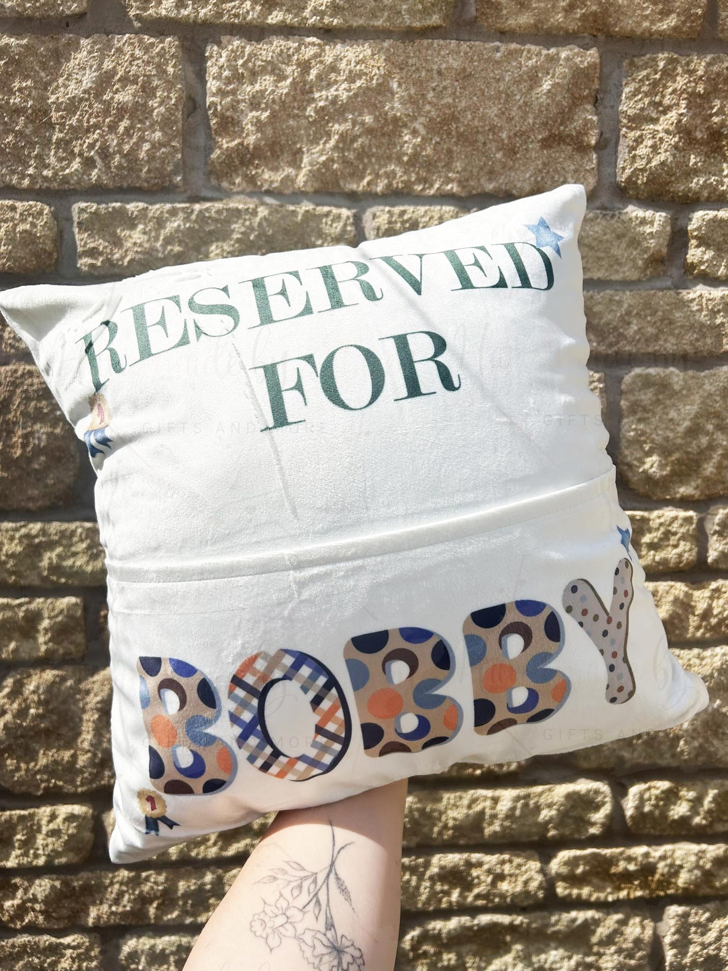 Personalised Reserved for Pocket Cushion