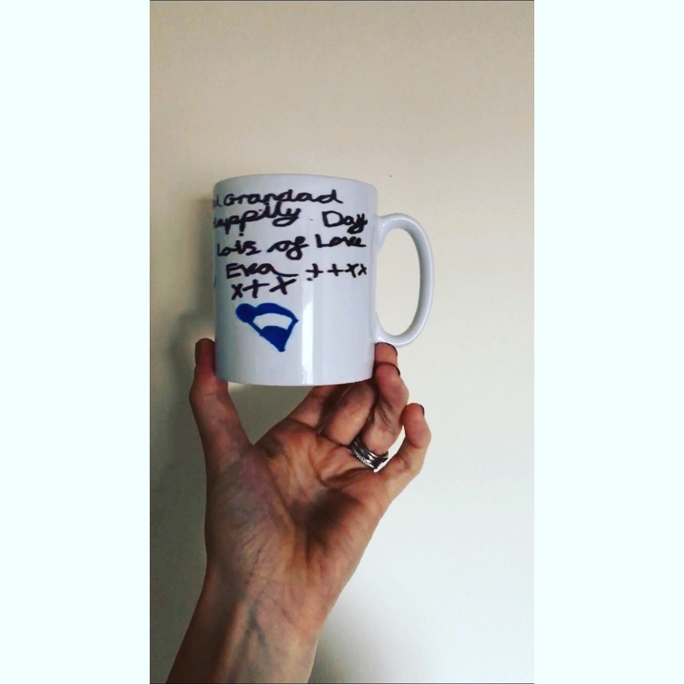 Personalised Ceramic Mug|Child Drawing Artwork Handprint|Unique Memory Gift Idea Fathers Mothers Day Birthday
