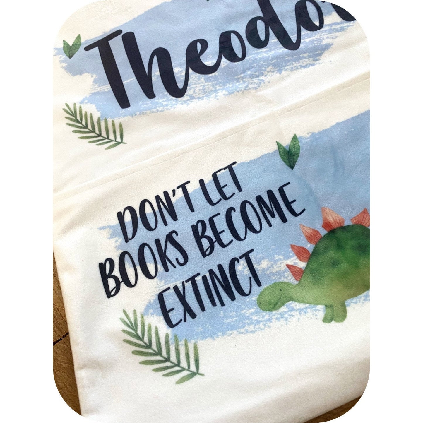 Dinosaur Personalised Book Cushion/Pocket Cushion/Gift Idea for Children/Birthday Gift for Son/Daughter/Reading Keepsake Bedroom Decor