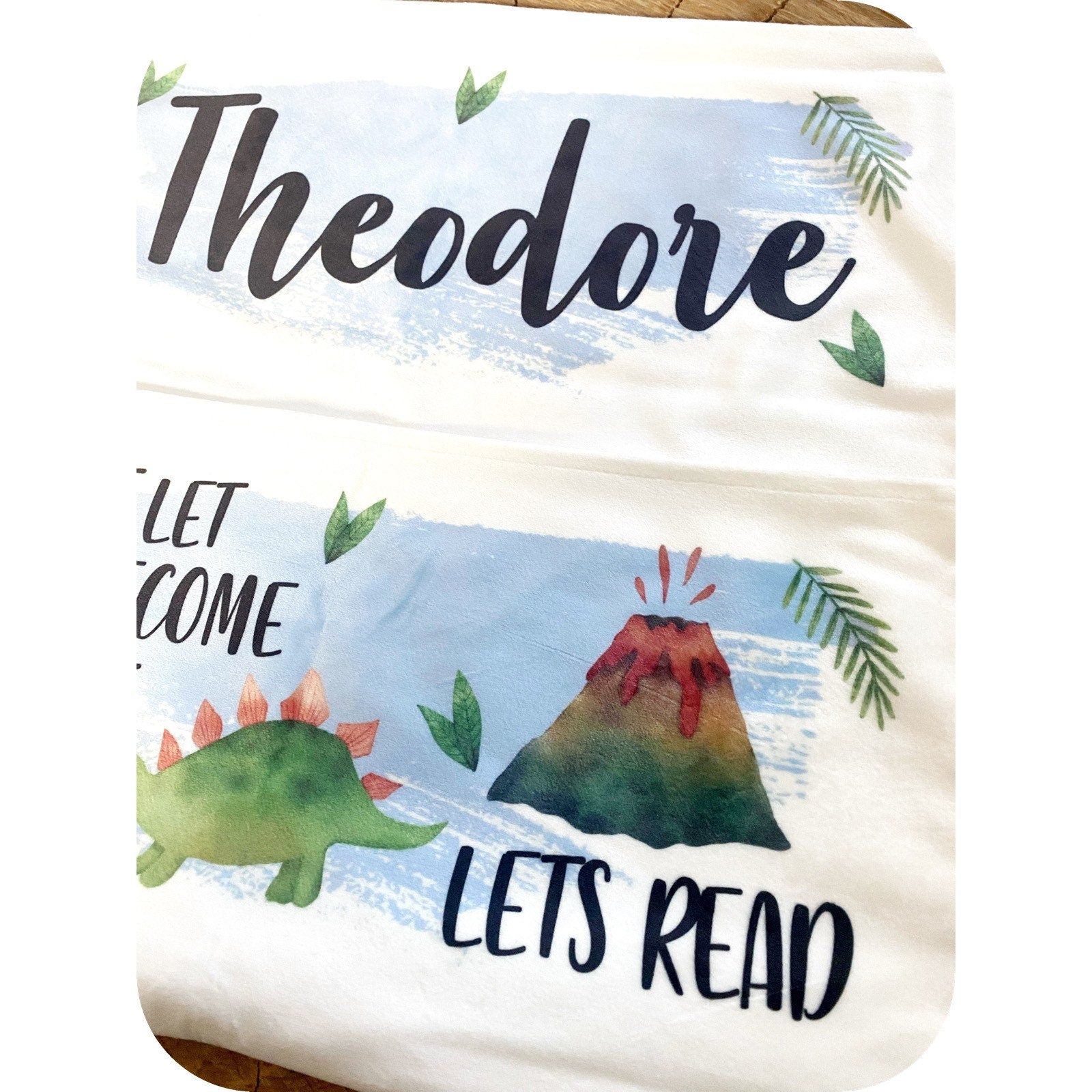 Dinosaur Personalised Book Cushion/Pocket Cushion/Gift Idea for Children/Birthday Gift for Son/Daughter/Reading Keepsake Bedroom Decor