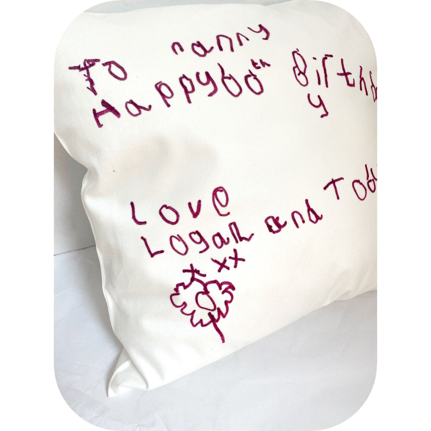 Personalised Child's Cushion|Create your Own Pillow|Handmade Child Adult Drawing Artwork|Custom Editable Text|Fathers Mothers Day Christmas