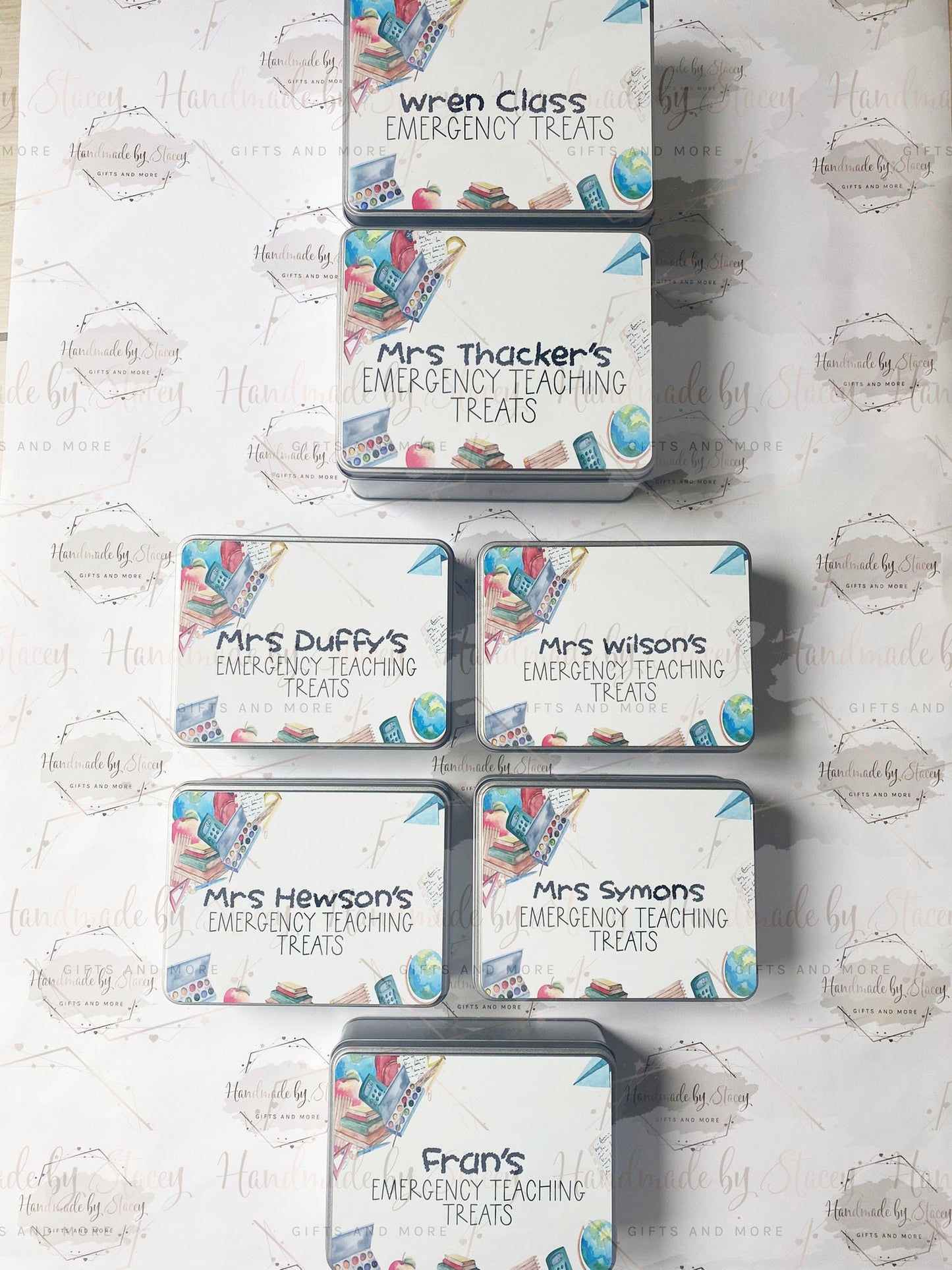 Personalised Novelty Metal Tin|Thank you Teacher|Biscuit Sweet Tin for TA|Emergency Teacher Supplies|Funny Unique Gift Idea