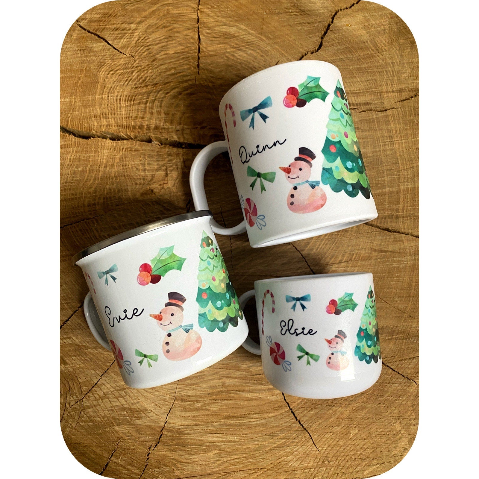 Personalised Christmas Cup|Editable Text Plastic|Ceramic Mug Suitable for Adult & Child|Family Gift Idea for All|Hot Chocolate Xmas Eve Box