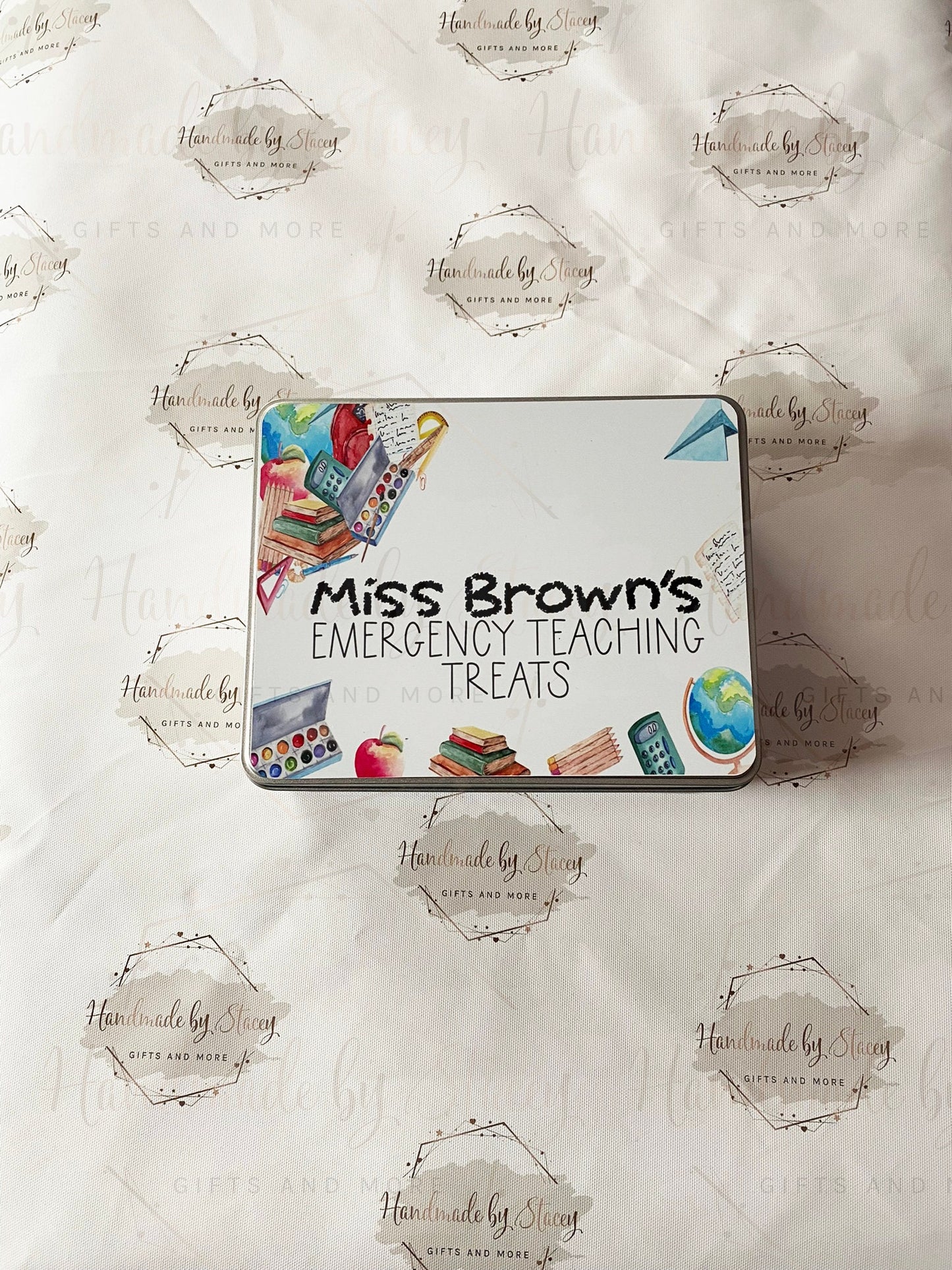Personalised Novelty Metal Tin|Thank you Teacher|Biscuit Sweet Tin for TA|Emergency Teacher Supplies|Funny Unique Gift Idea
