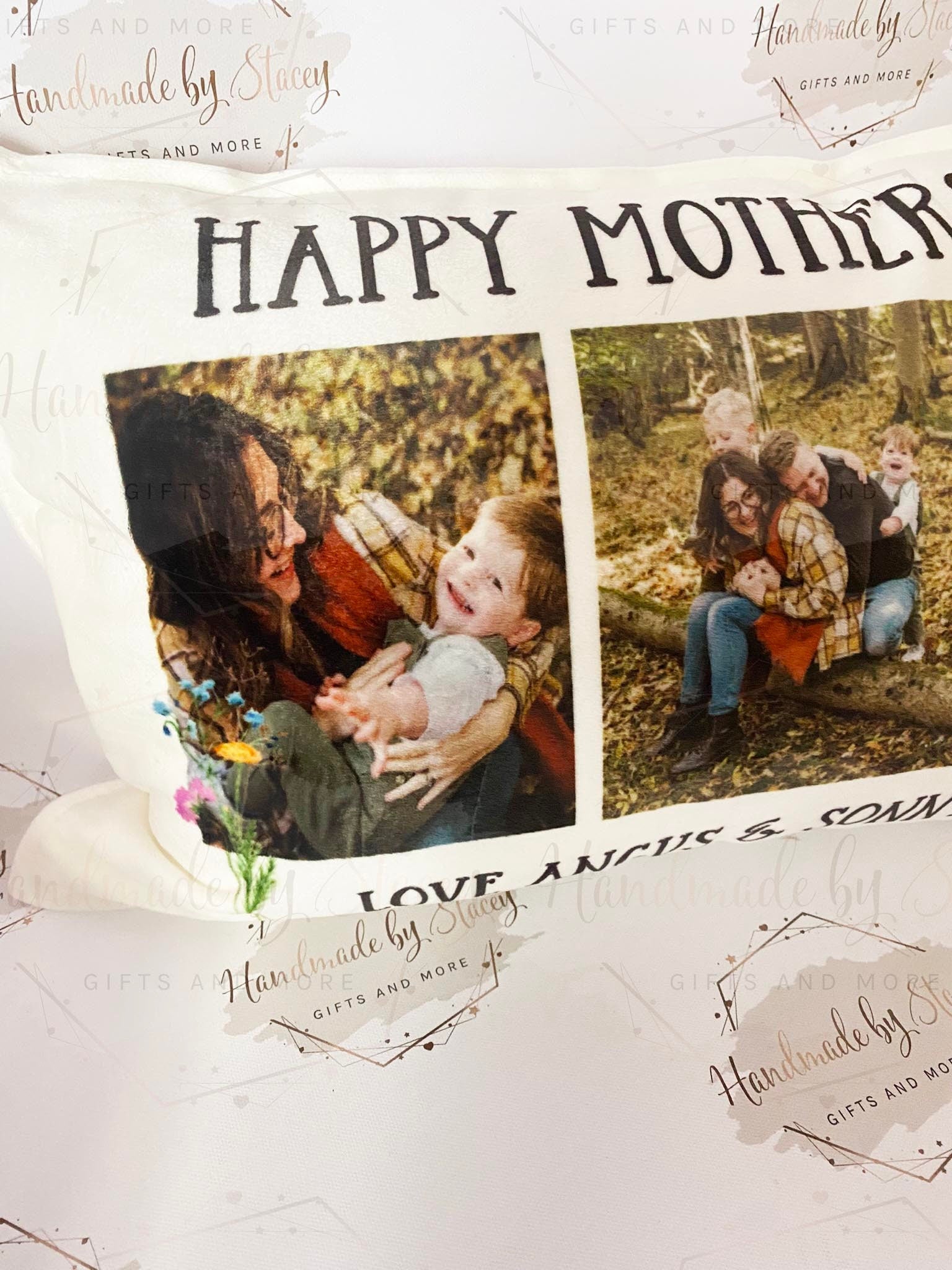 Personalised Photo Cushion Cover|Oblong Shaped Soft Velted Pillow with or Without Inner|Custom Photo & Text|Mothers Day Birthday Gift Idea
