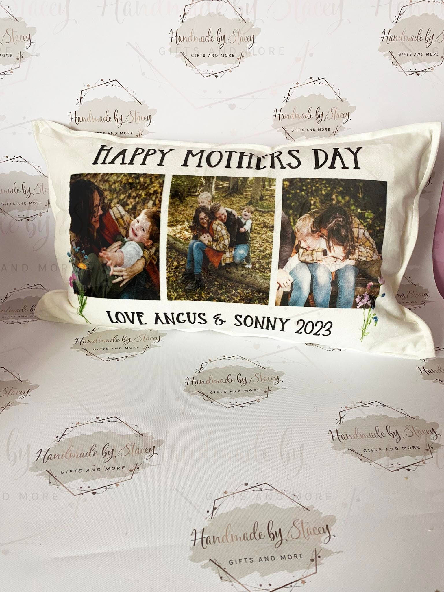 Personalised Photo Cushion Cover|Oblong Shaped Soft Velted Pillow with or Without Inner|Custom Photo & Text|Mothers Day Birthday Gift Idea