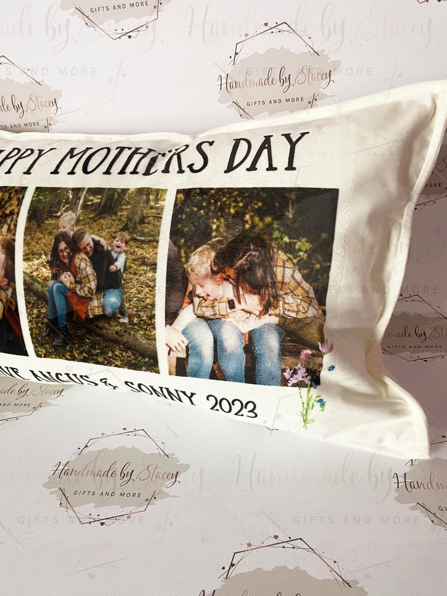Personalised Photo Cushion Cover|Oblong Shaped Soft Velted Pillow with or Without Inner|Custom Photo & Text|Mothers Day Birthday Gift Idea