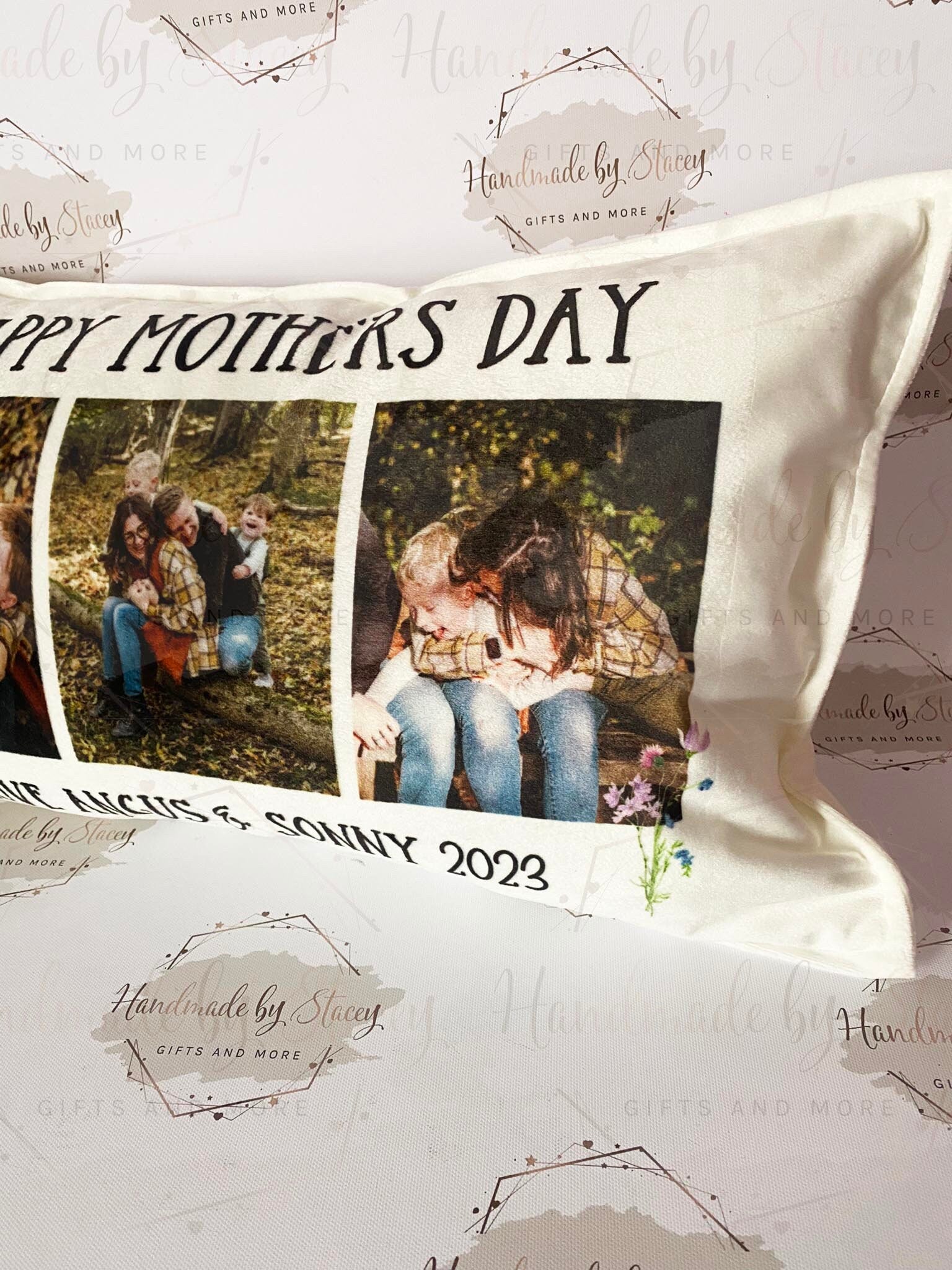Personalised Photo Cushion Cover|Oblong Shaped Soft Velted Pillow with or Without Inner|Custom Photo & Text|Mothers Day Birthday Gift Idea