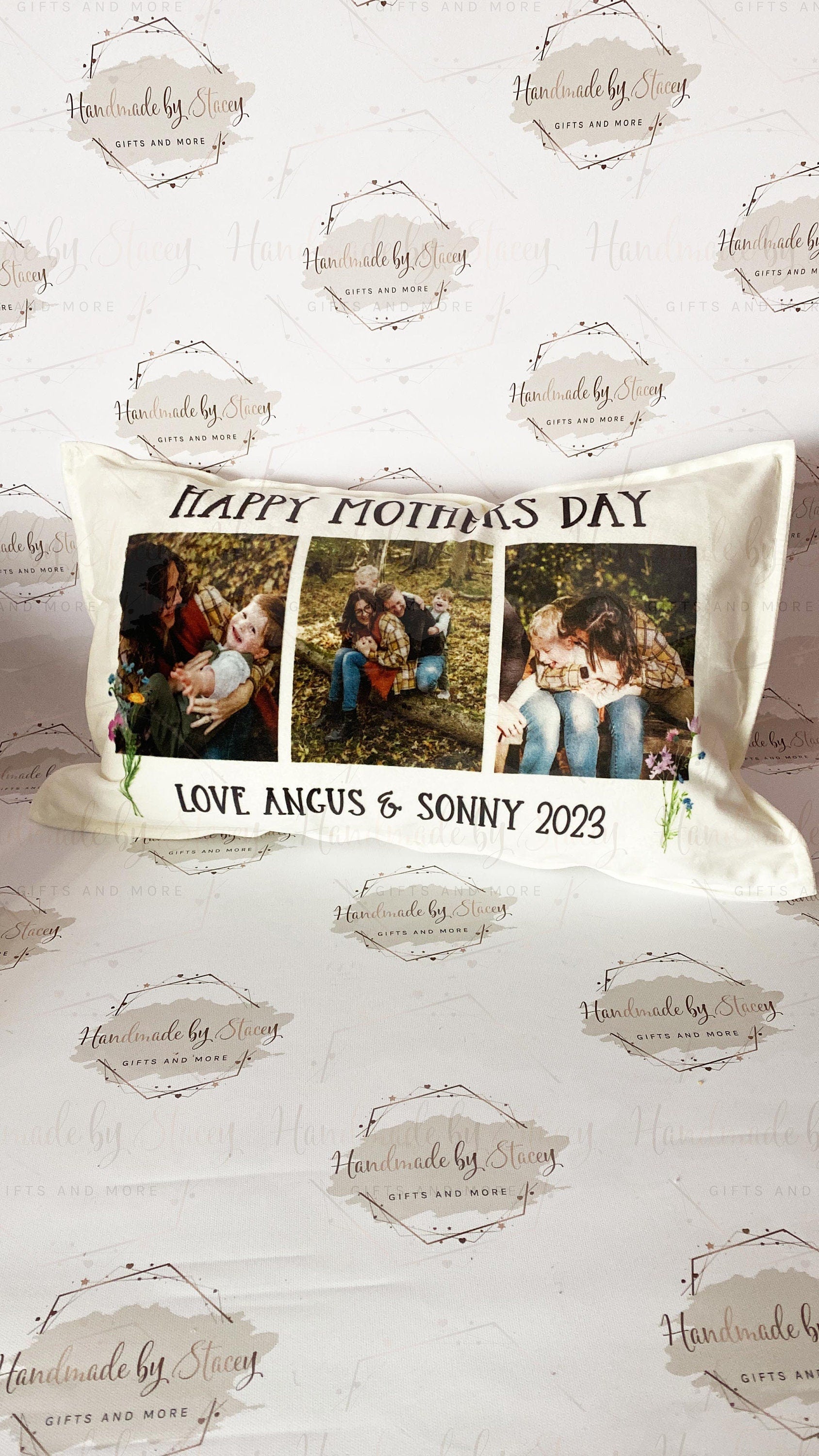 Personalised Photo Cushion Cover|Oblong Shaped Soft Velted Pillow with or Without Inner|Custom Photo & Text|Mothers Day Birthday Gift Idea