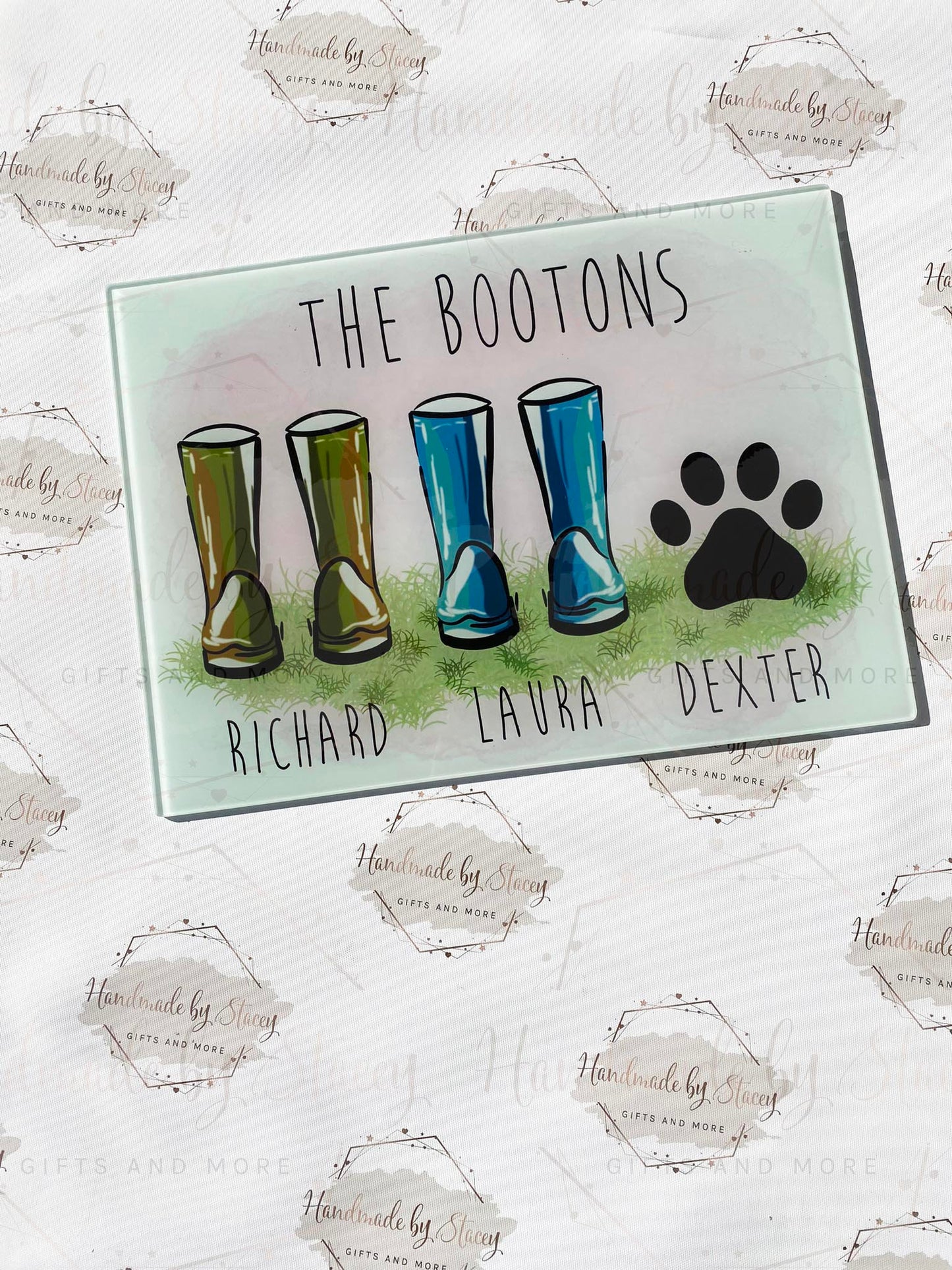 Personalised Chopping Board|Kitchen Gift Idea|Our Family Wellies Design Cutting Board|Gift Idea for Birthday|the Home|Family
