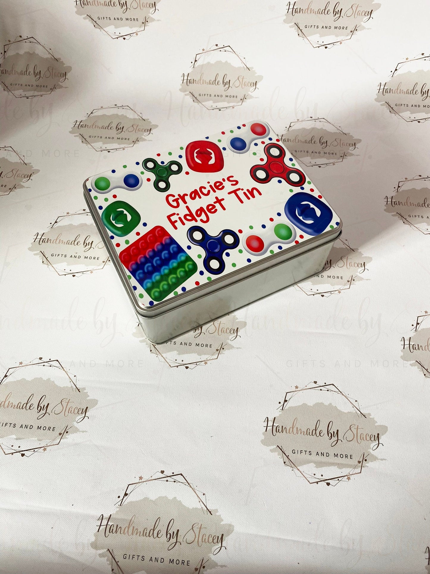 Personalised Novelty Metal Tin|Fidget Design|Editable Text|Autistic ADHD Sensory Toys|Birthday Christmas Gift Idea for Child|Adult