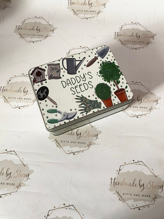 Personalised Novelty Metal Tin|Gardening Design|Birthday Christmas Gift|Editable Text|Fruit Vegetable Seeds Storage|Gift for Him|Her