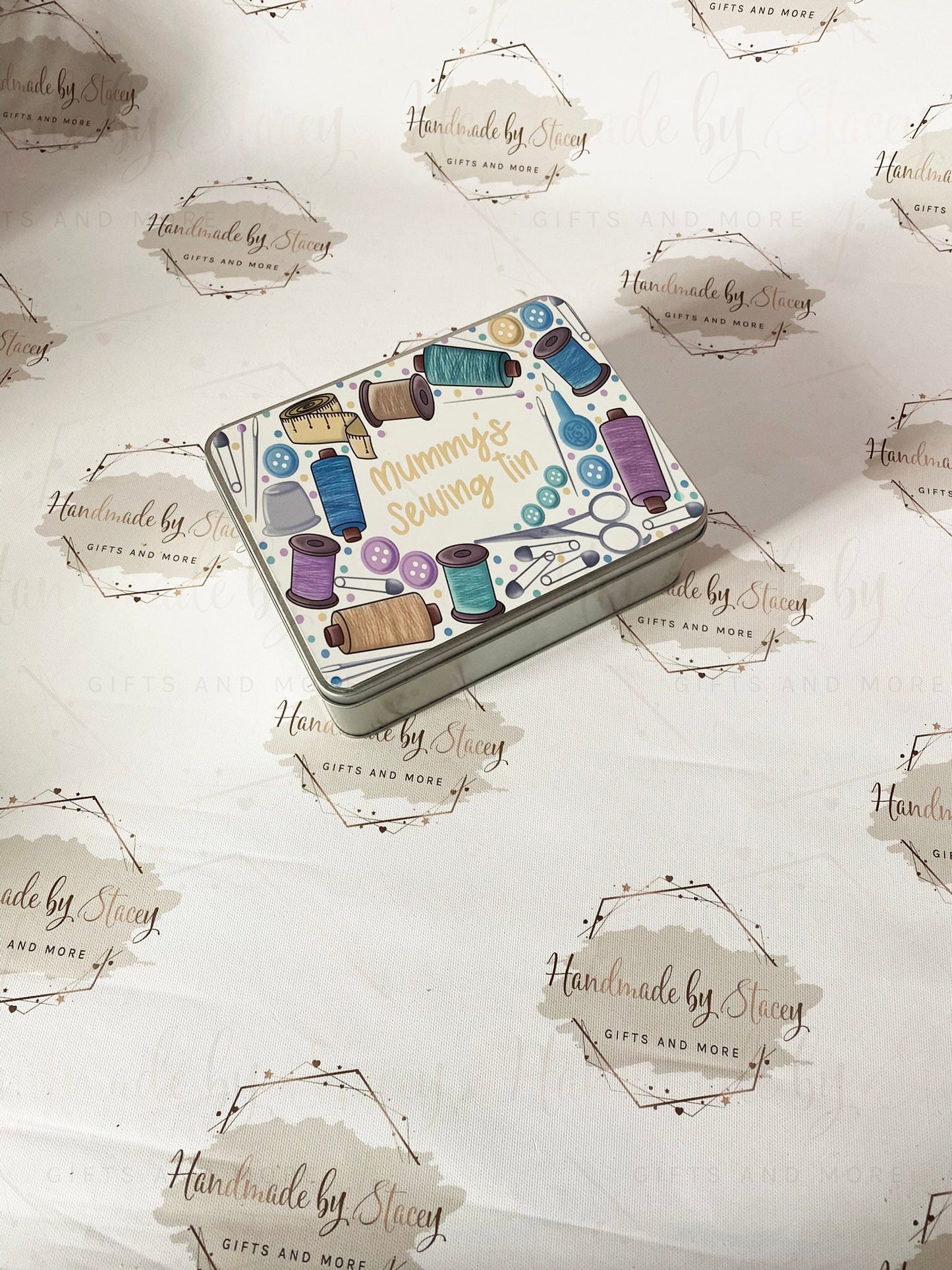 Personalised Novelty Metal Tin|Sewing Design|Crochet Knitting|Editable Text|Storage Treat Gift for Birthday Christmas|Nan|Mummy|Grandma