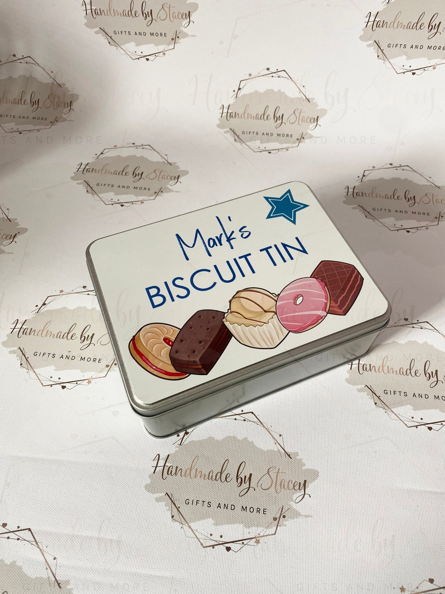 Personalised Novelty Metal Tin|Biscuit Design|Birthday Fathers Day Christmas Gift|Editable Text|Biscuit Self Care Box|Friend|Uncle|Dad