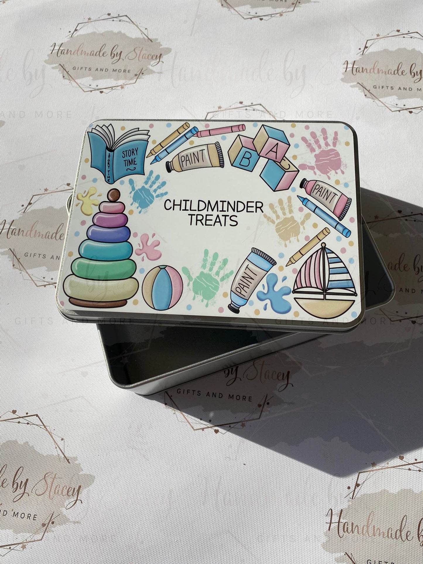 Personalised Novelty Metal Tin|Childminder Design|Nursery Staff|Thank you Treat Tin|Biscuit Sweetie Favour Gift Idea End of Term