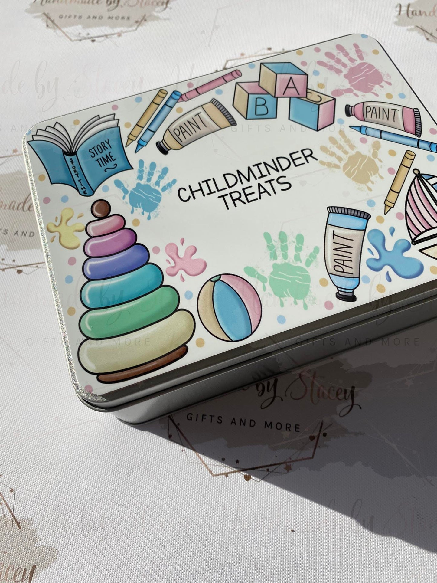 Personalised Novelty Metal Tin|Childminder Design|Nursery Staff|Thank you Treat Tin|Biscuit Sweetie Favour Gift Idea End of Term