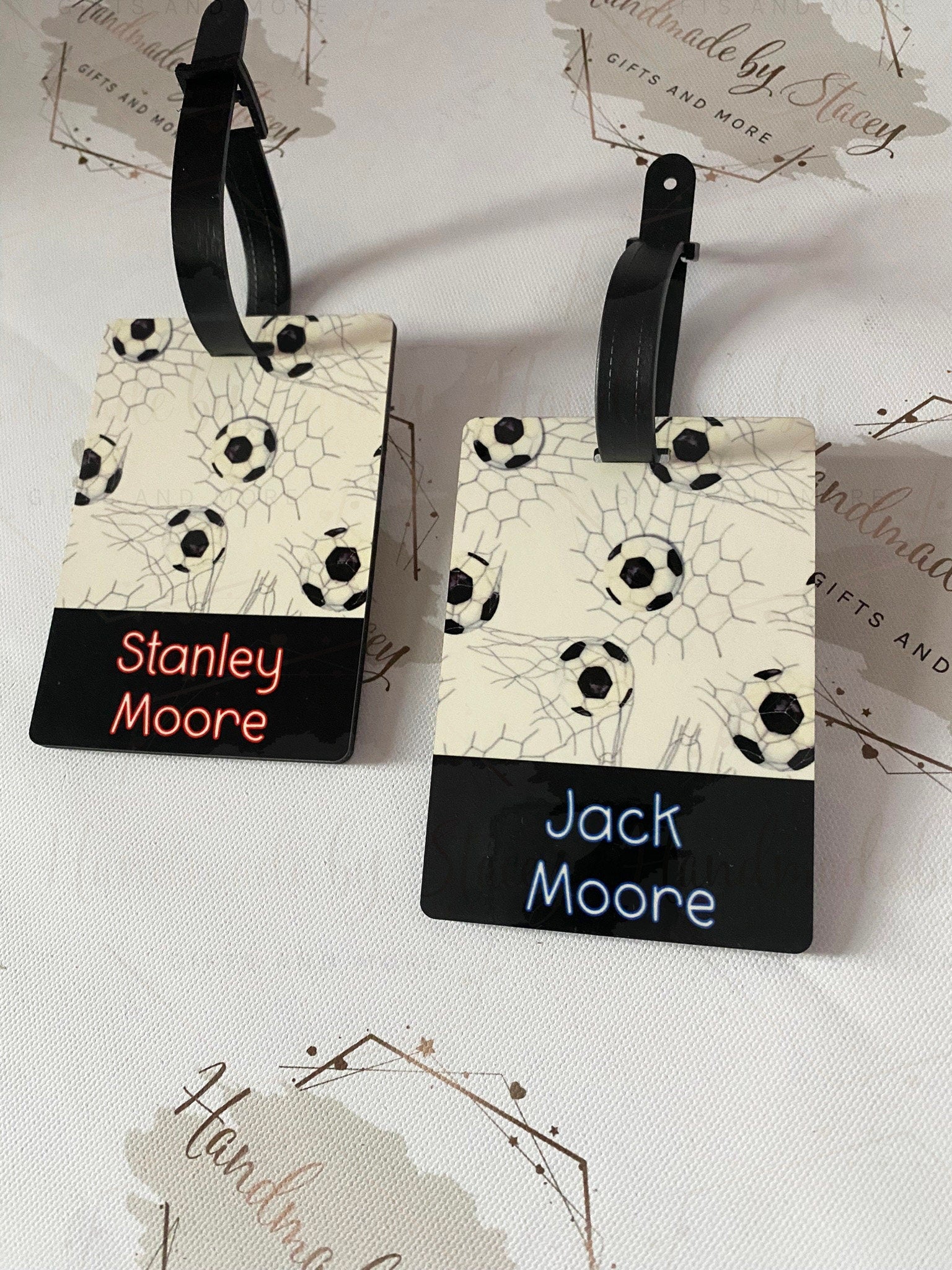 Personalised Childrens Passport Holder|Football Design PU Leather|Custom Text|MDF Luggage Tag|School Name Tag|Gift for Child|Travelling