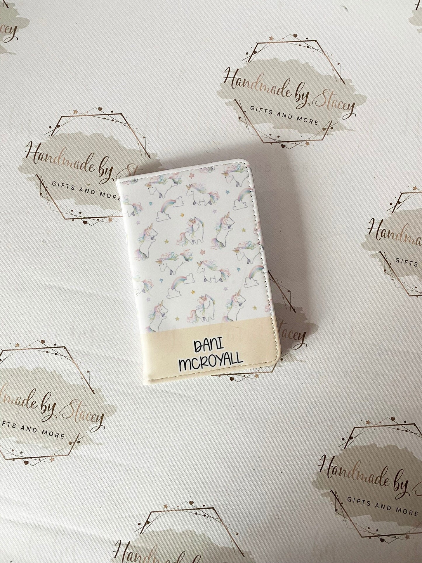 Personalised Childrens Passport Holder|Unicorn Design PU Leather|Custom Text|MDF Luggage Tag|School Name Tag|Gift for Child|Travelling