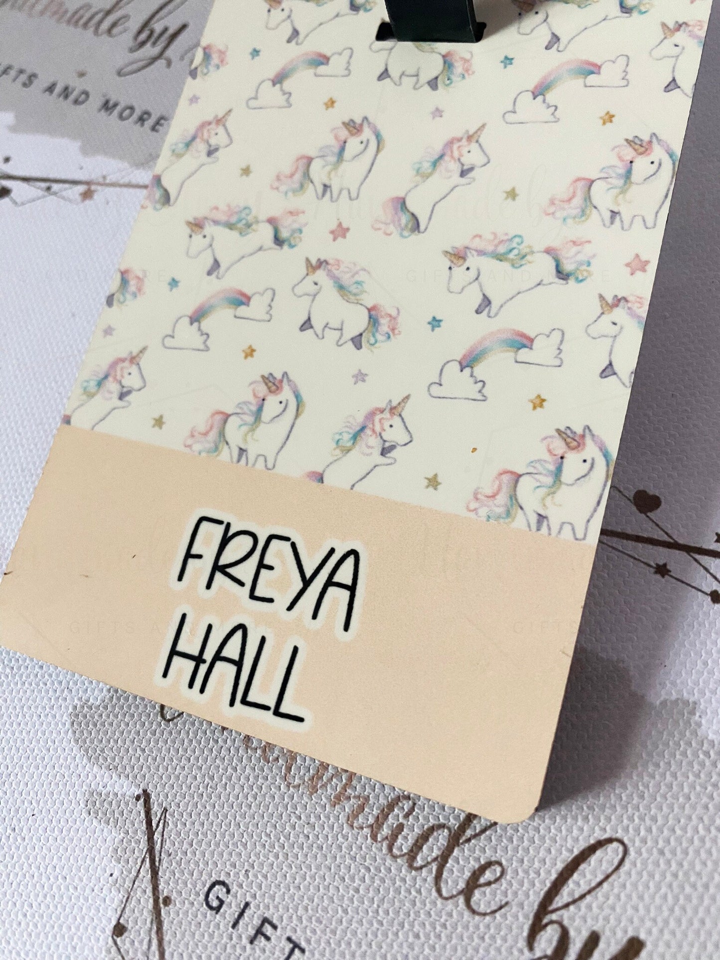 Personalised Childrens Passport Holder|Unicorn Design PU Leather|Custom Text|MDF Luggage Tag|School Name Tag|Gift for Child|Travelling