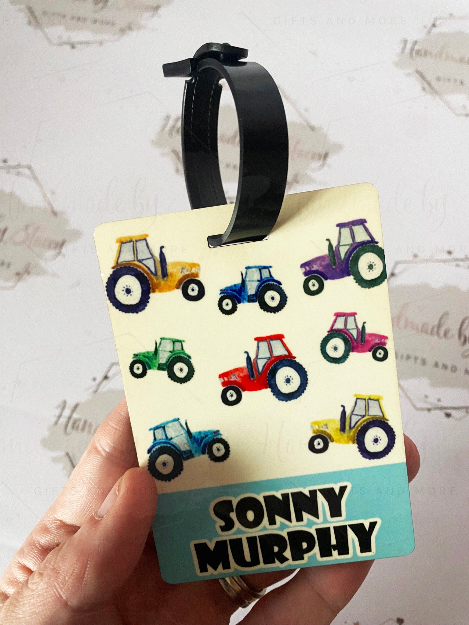 Personalised Childrens Passport Holder|Tractor Design PU Leather|Custom Text|MDF Luggage Tag|School Name Tag|Gift for Child|Travelling