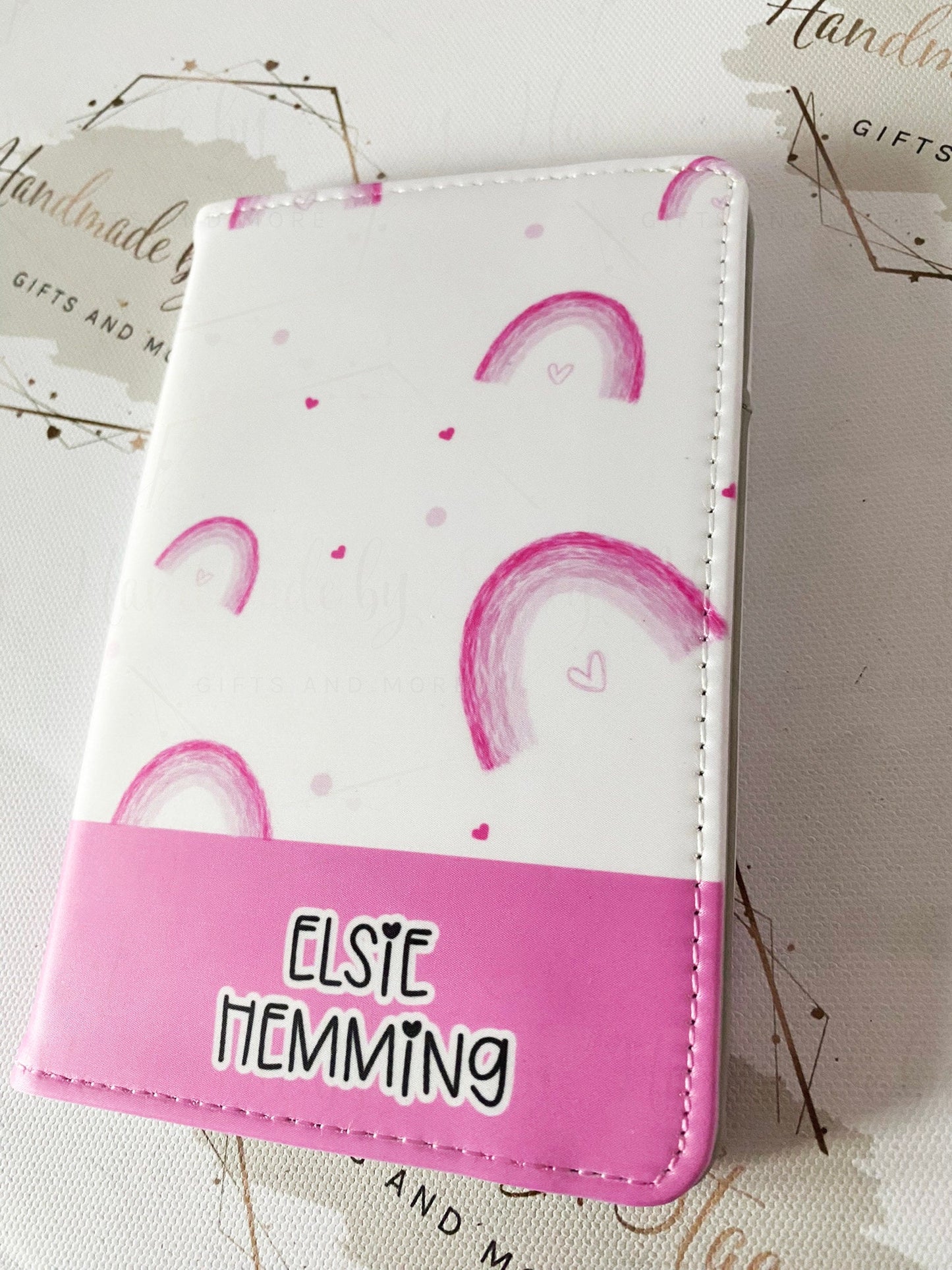 Personalised Childrens Passport Holder|Rainbow Design PU Leather|Custom Text|MDF Luggage Tag|School Name Tag|Gift for Child|Travelling