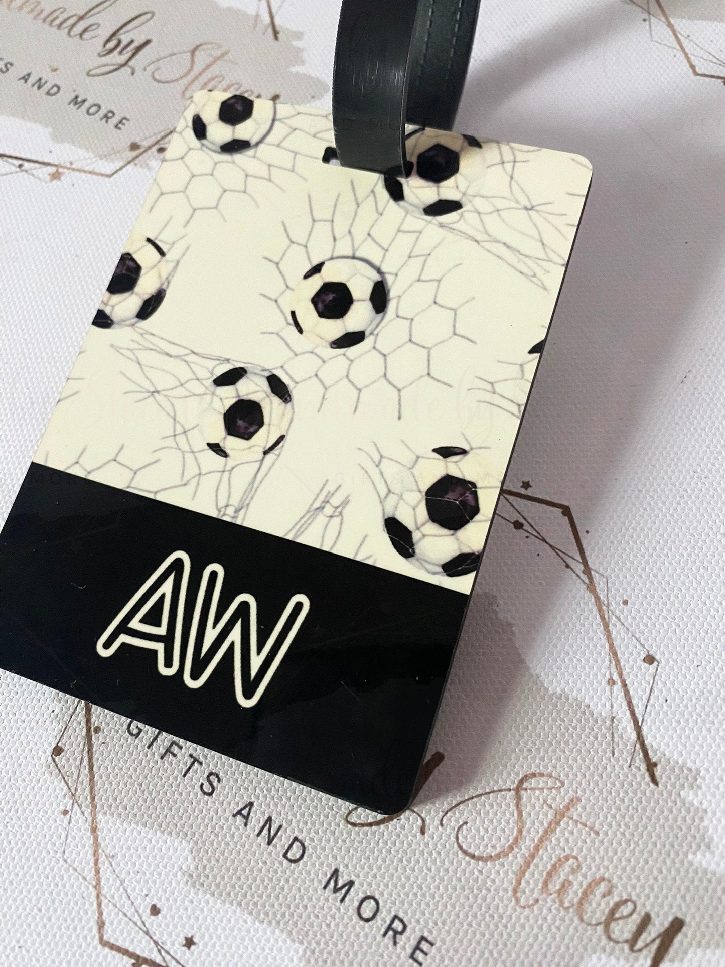 Personalised Childrens Passport Holder|Football Design PU Leather|Custom Text|MDF Luggage Tag|School Name Tag|Gift for Child|Travelling