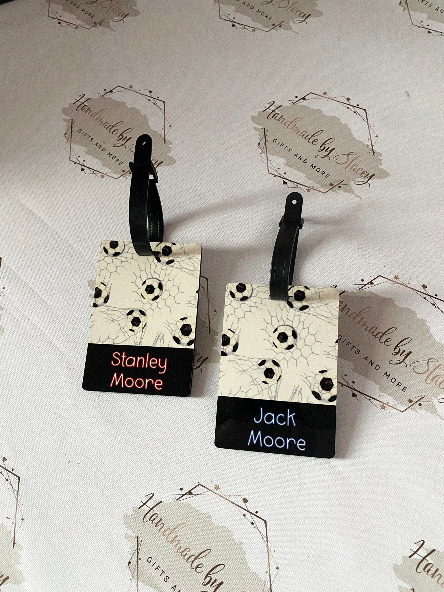 Personalised Childrens Passport Holder|Football Design PU Leather|Custom Text|MDF Luggage Tag|School Name Tag|Gift for Child|Travelling