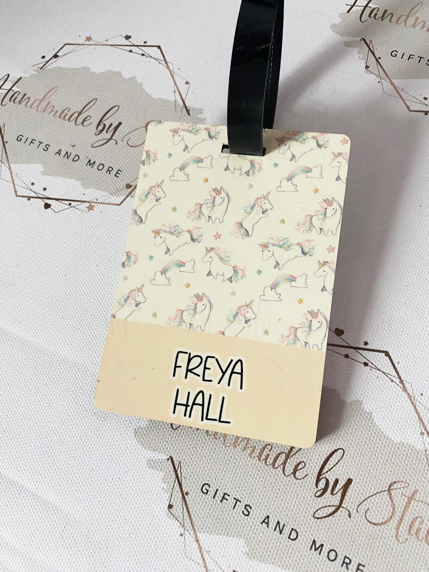 Personalised Childrens Passport Holder|Unicorn Design PU Leather|Custom Text|MDF Luggage Tag|School Name Tag|Gift for Child|Travelling