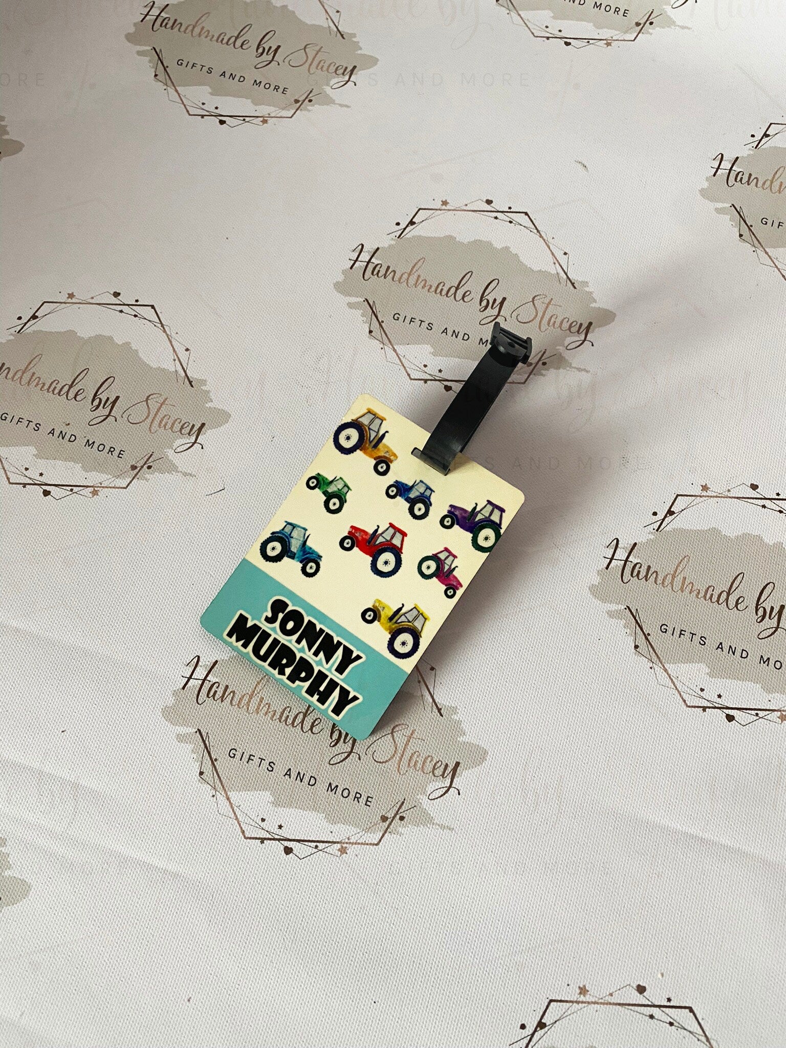 Personalised Childrens Passport Holder|Tractor Design PU Leather|Custom Text|MDF Luggage Tag|School Name Tag|Gift for Child|Travelling