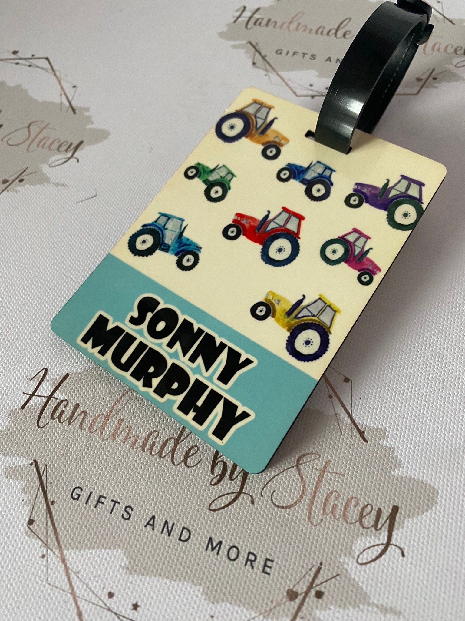 Personalised Childrens Passport Holder|Tractor Design PU Leather|Custom Text|MDF Luggage Tag|School Name Tag|Gift for Child|Travelling