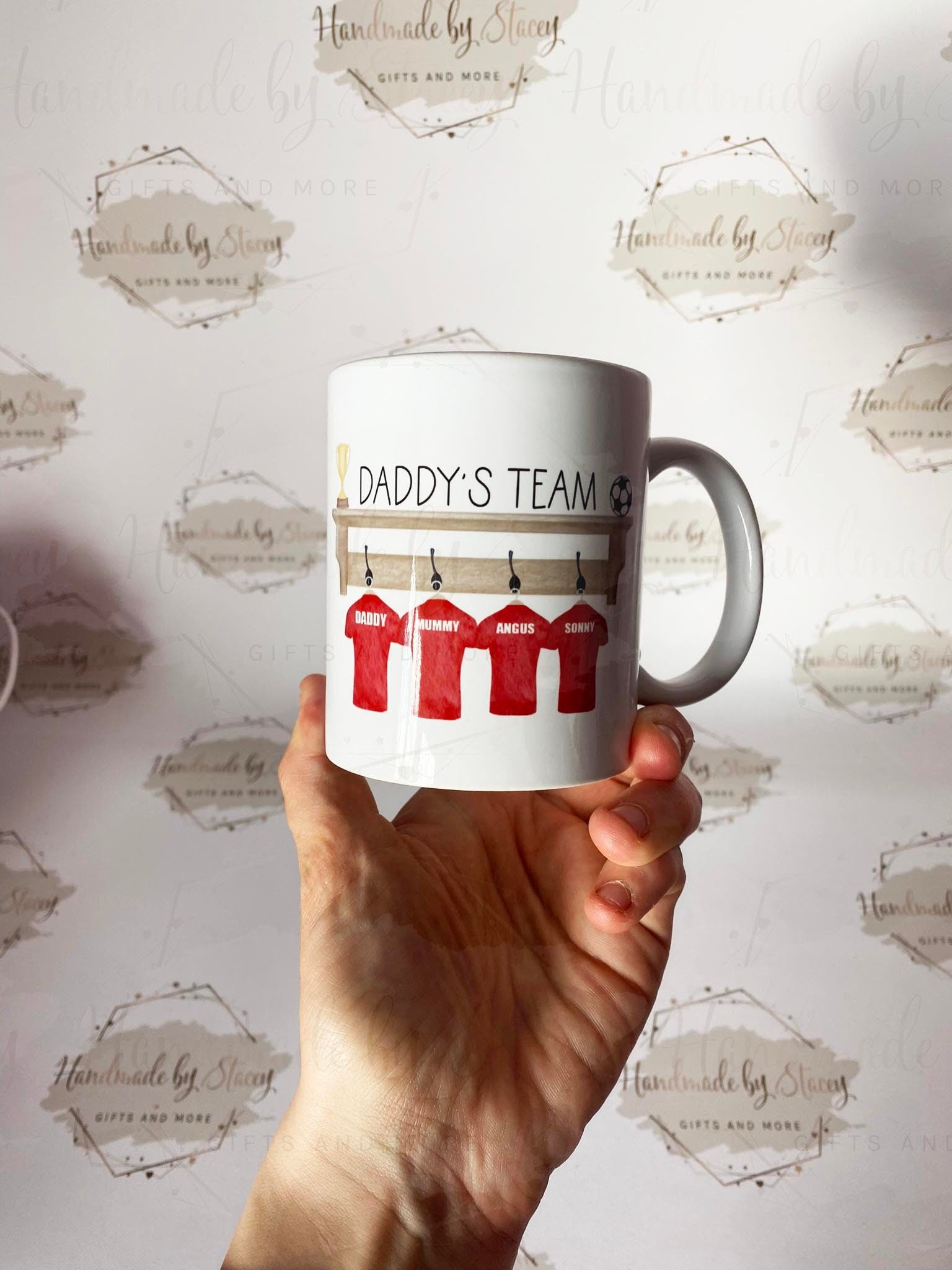 Personalised Ceramic Mug|Football Rugby Sport Fan|Custom Text|Gift Idea for Footy Fan|5 a Side|Gift for Brother/Uncle/Grandad/Daddy/Fathers