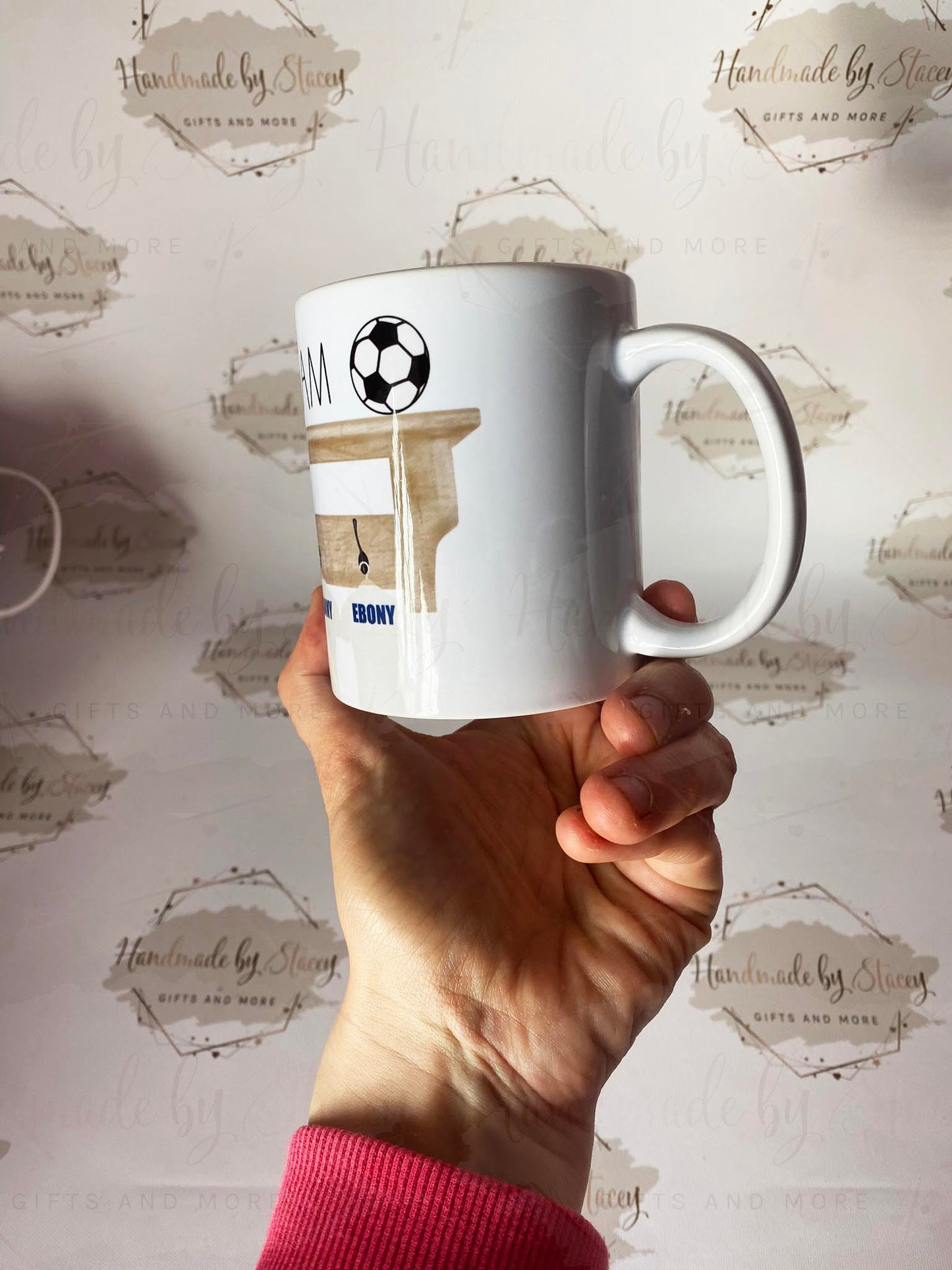 Personalised Ceramic Mug|Football Rugby Sport Fan|Custom Text|Gift Idea for Footy Fan|5 a Side|Gift for Brother/Uncle/Grandad/Daddy/Fathers