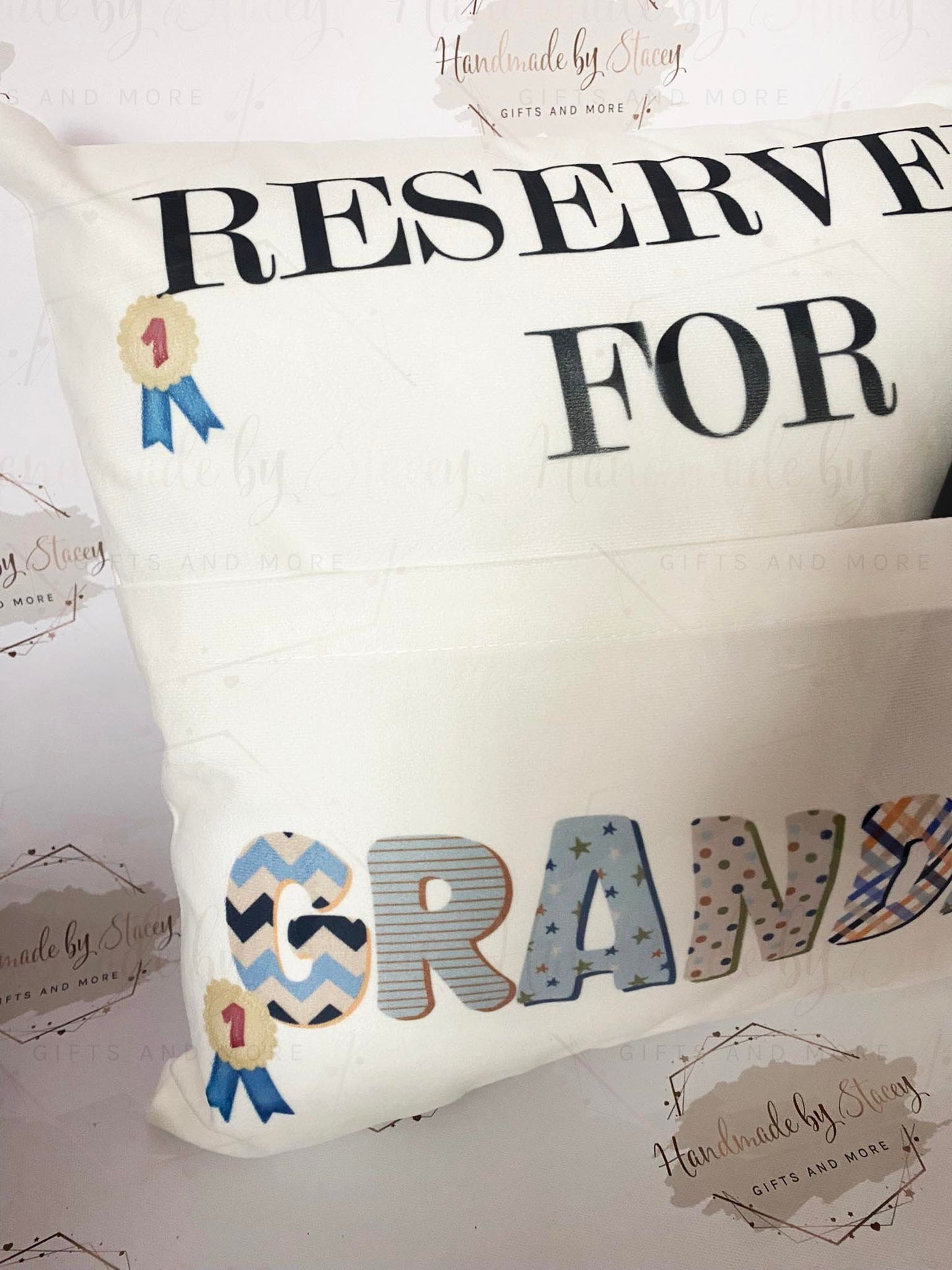 Personalised Cushion|Reserved for Pocket Cushion|Remote Control/Glasses/Phone Holder for Him|Home Gift Idea for Dad/Grandad/Brother/Uncle