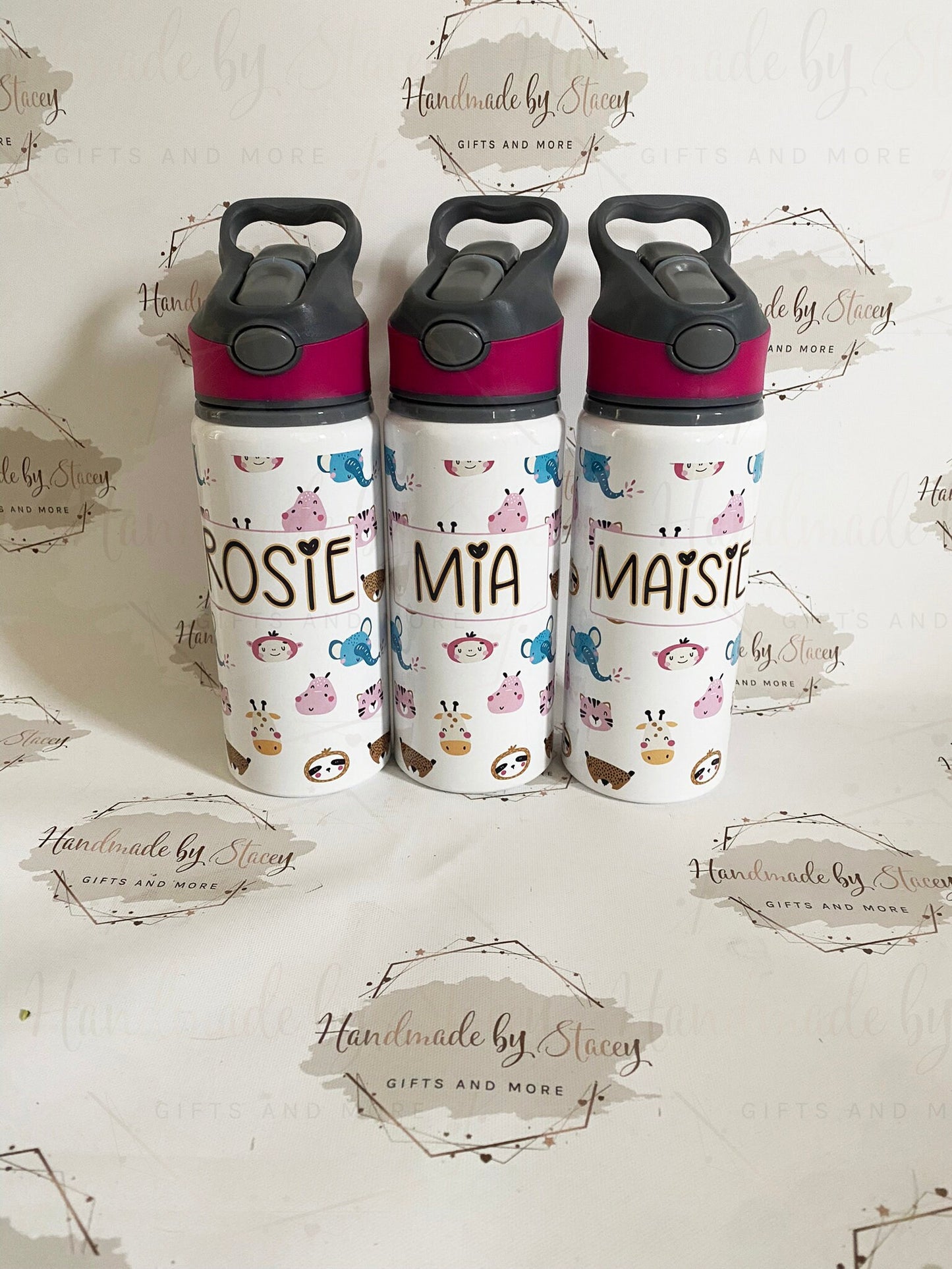 Personalised Child's Safari Animal Monkey Sloth Water Bottle|Back to School Drinking Bottle|Editable Text|Toddler Nursery|Birthday Gift Idea