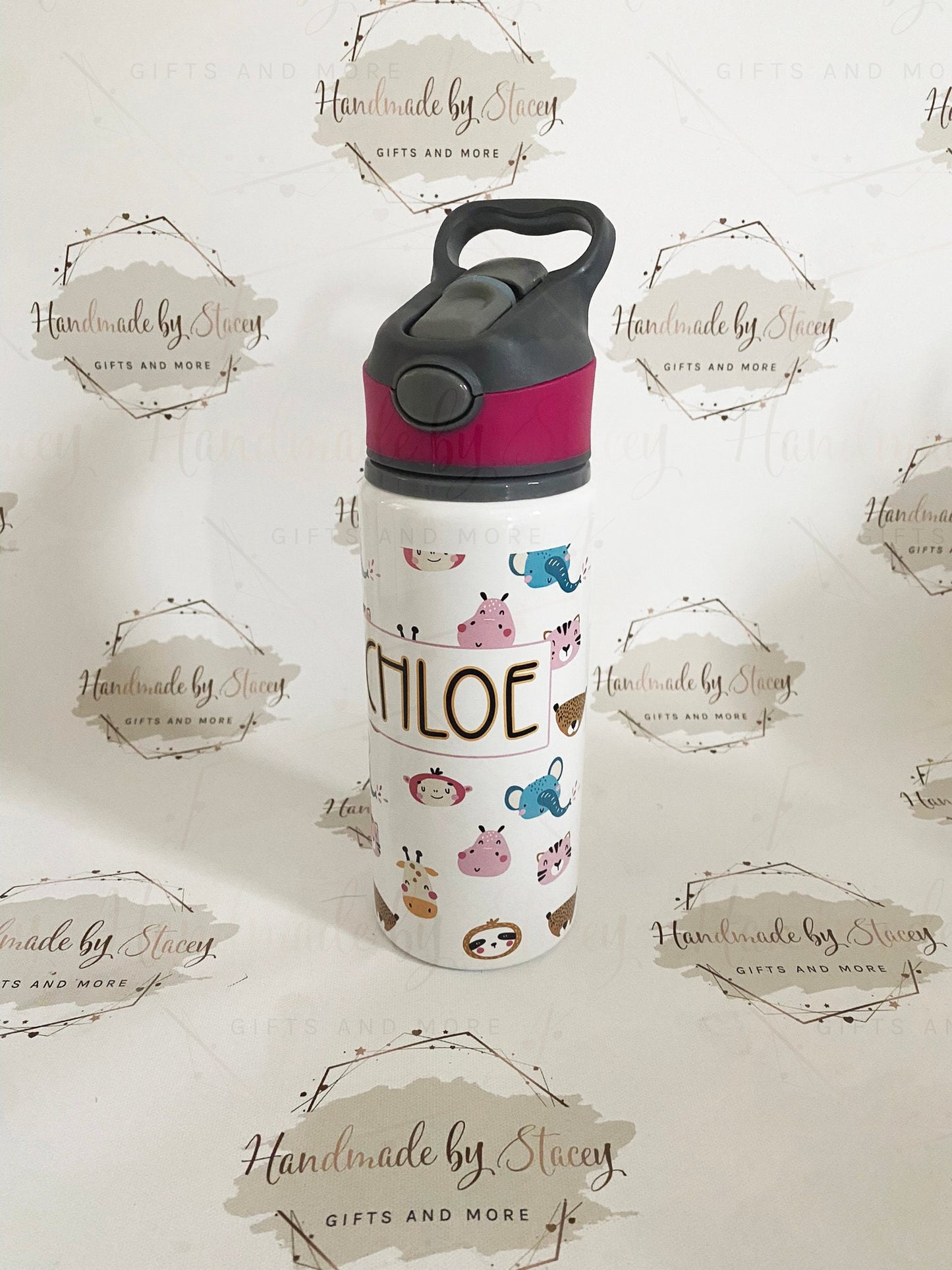 Personalised Child's Safari Animal Monkey Sloth Water Bottle|Back to School Drinking Bottle|Editable Text|Toddler Nursery|Birthday Gift Idea