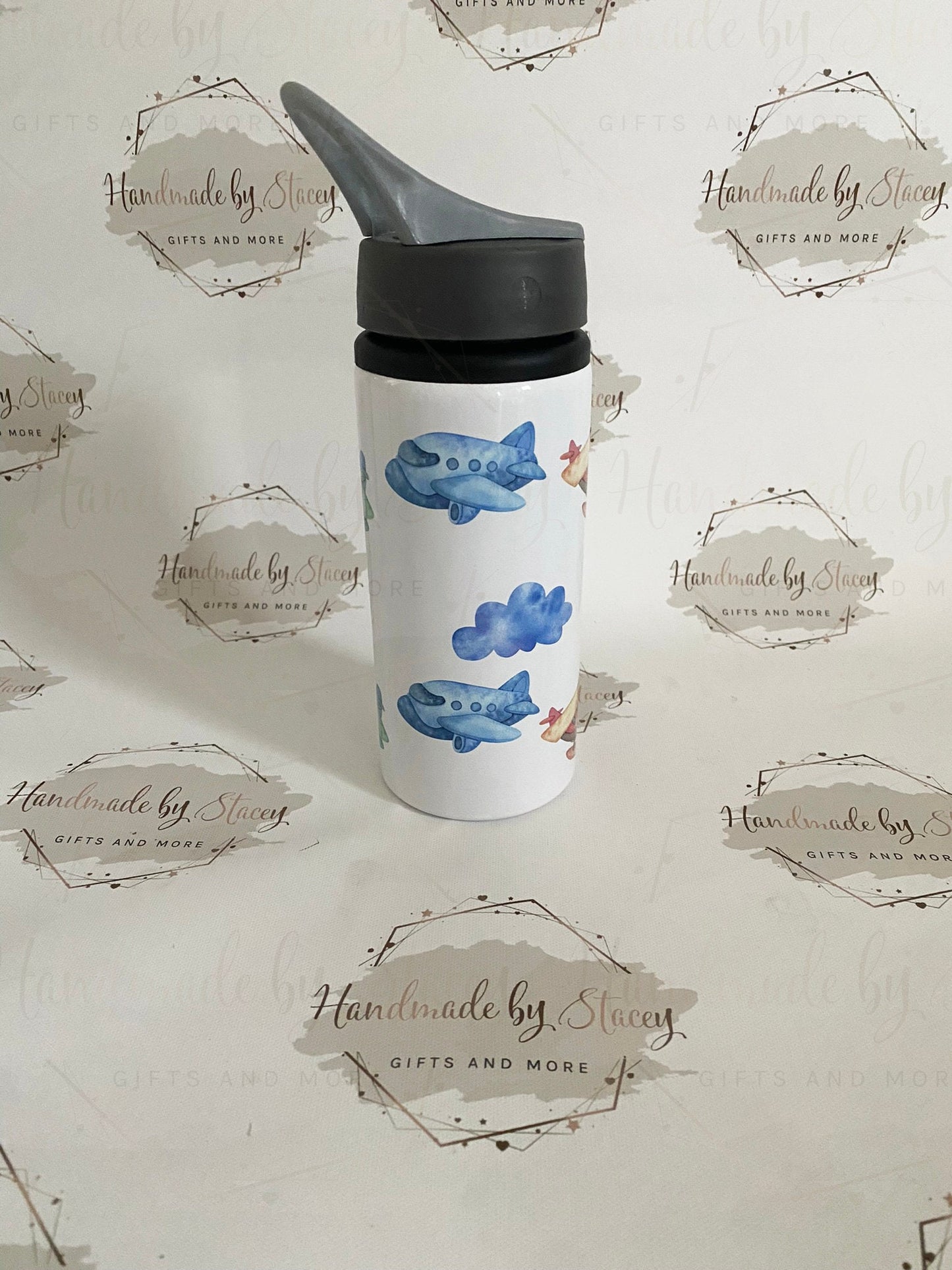 Personalised Child's Aeroplanes Water Bottle|Back to School Drinking Bottle|Editable Text|Toddler Nursery|Birthday Gift Idea
