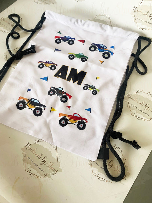 Personalised PE Swim Drawstring Bag|Multiple Designs Back to School|Editable Text|Sports Gym Bag|Tractor|Trains|Princesses|Gift for Kids