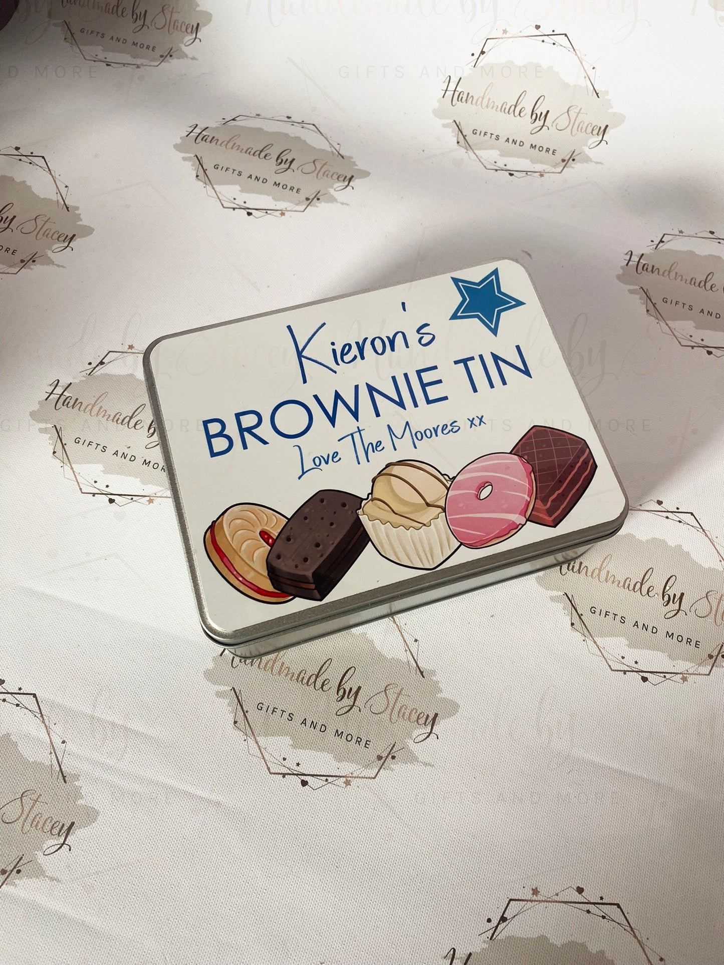 Personalised Novelty Metal Tin|Biscuit Design|Birthday Fathers Day Christmas Gift|Editable Text|Biscuit Self Care Box|Friend|Uncle|Dad