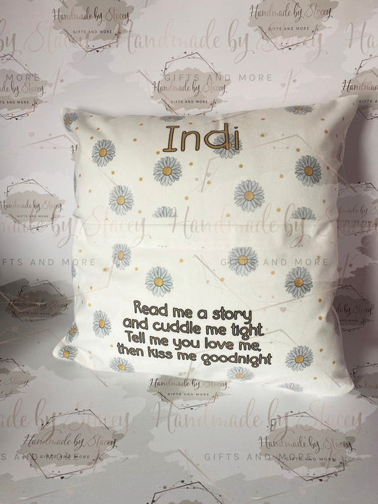 Personalised Book Cushion|Floral Daisy Pocket Cushion|Super Soft Editable Text Gift Idea for Daughter/Niece/Grandchild/Bedroom Decor
