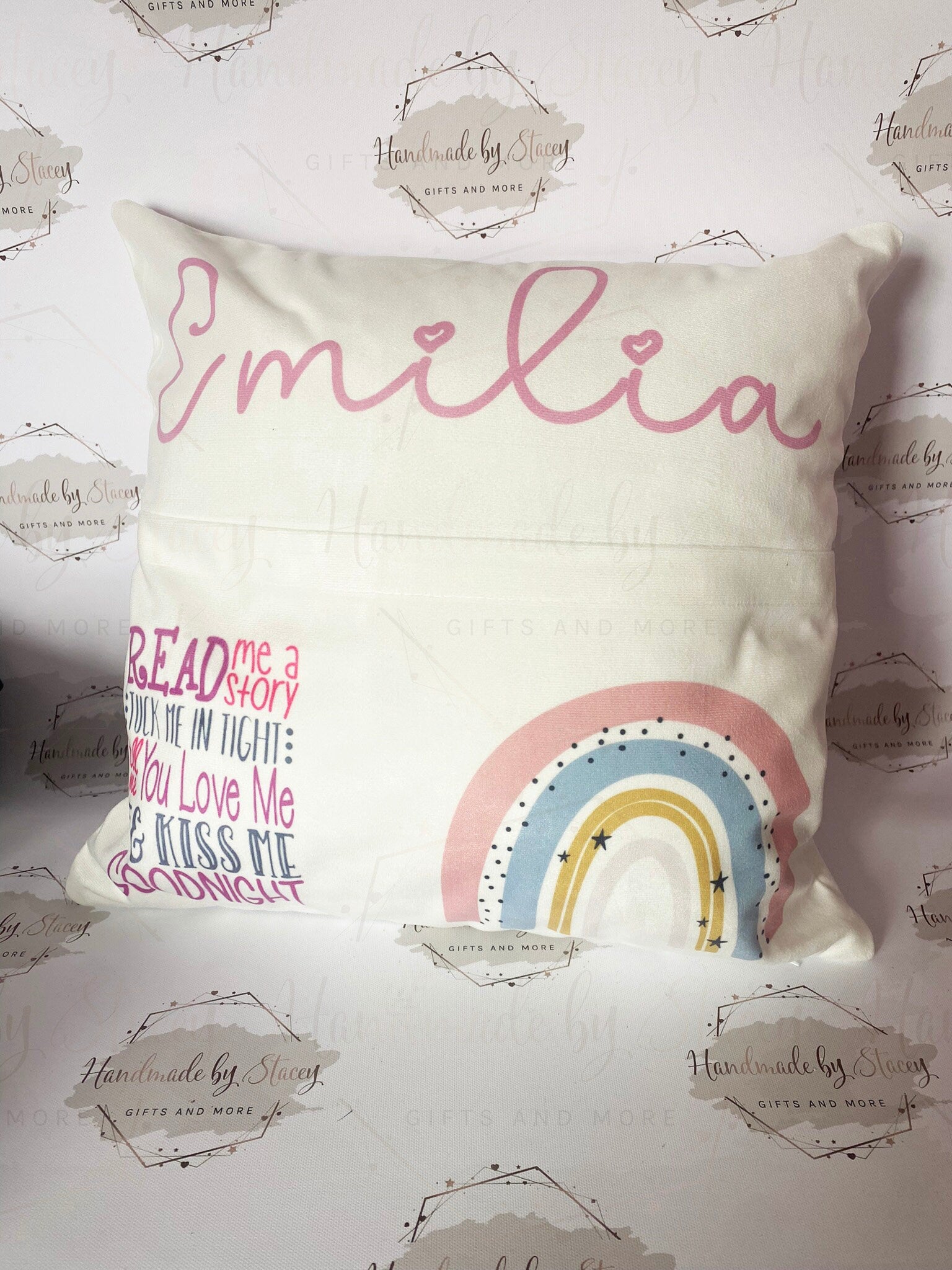 Rainbow Personalised Book Cushion/Pocket Cushion/Gift Idea for Children/Birthday Gift for Son/Daughter/Reading Keepsake Bedroom Decor