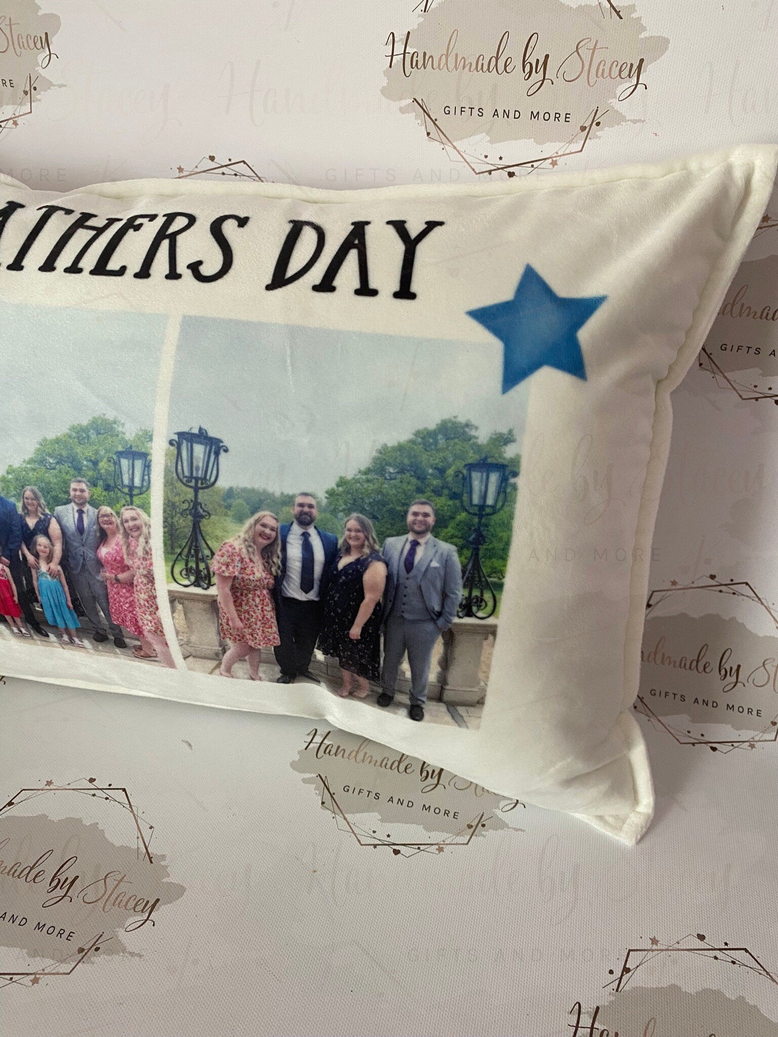 Personalised Photo Cushion Cover|Oblong Shaped Soft Velted Pillow with or Without Inner|Custom Photo & Text|Father's Day Birthday Gift Idea
