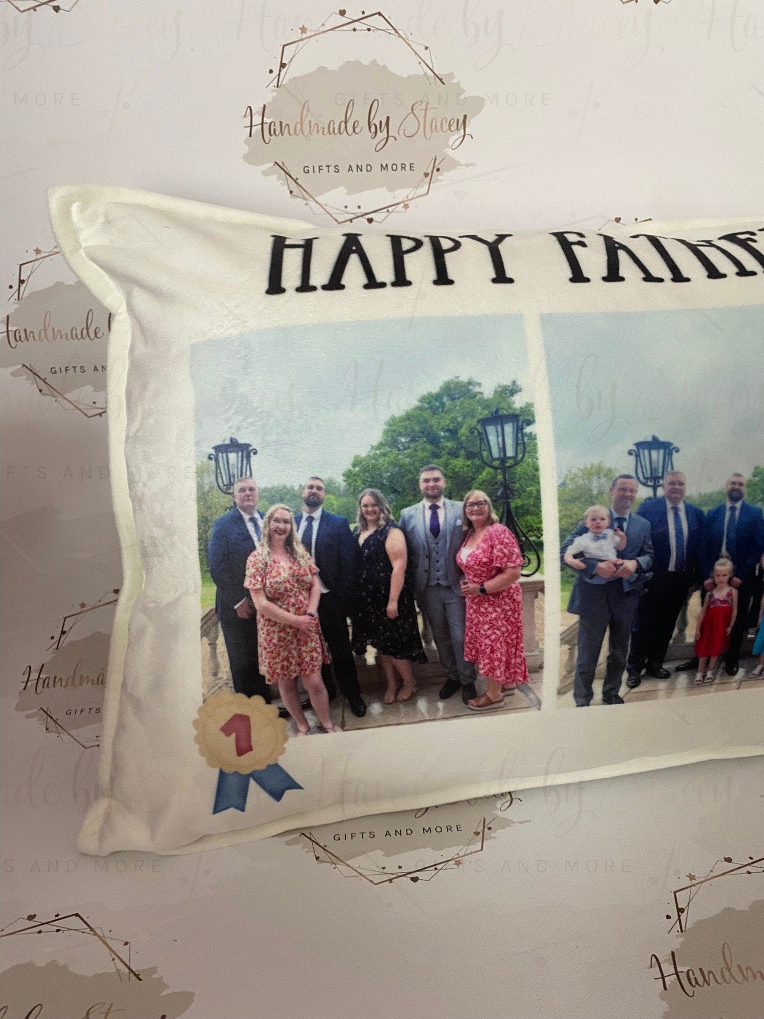 Personalised Photo Cushion Cover|Oblong Shaped Soft Velted Pillow with or Without Inner|Custom Photo & Text|Father's Day Birthday Gift Idea