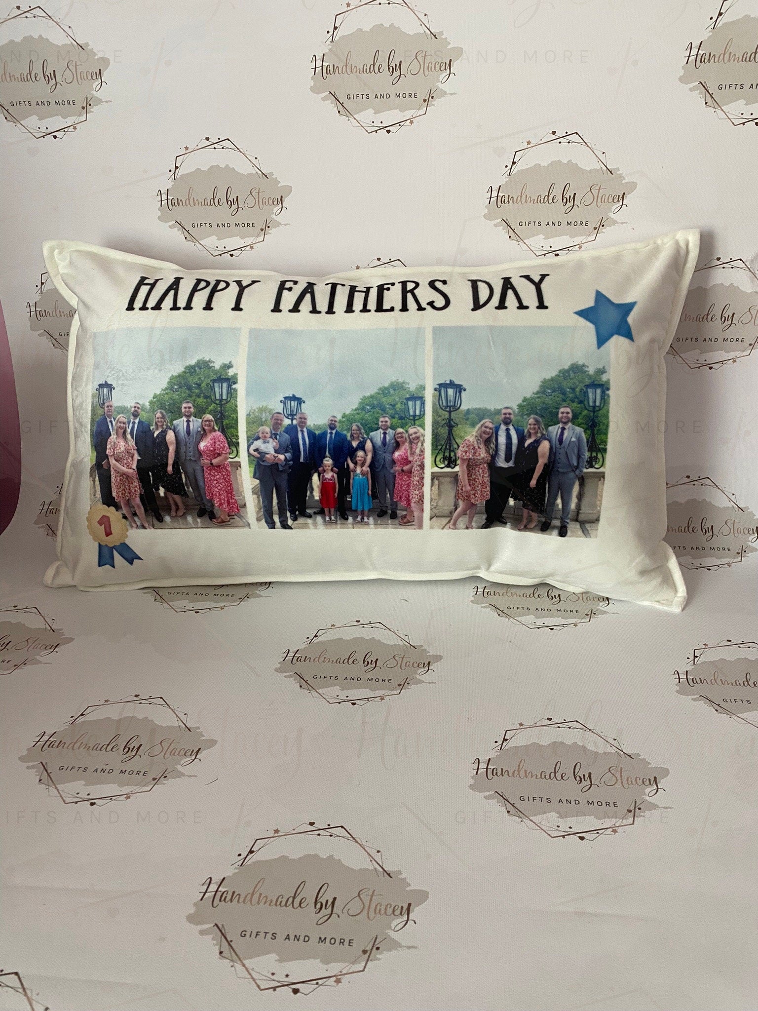 Personalised Photo Cushion Cover|Oblong Shaped Soft Velted Pillow with or Without Inner|Custom Photo & Text|Father's Day Birthday Gift Idea