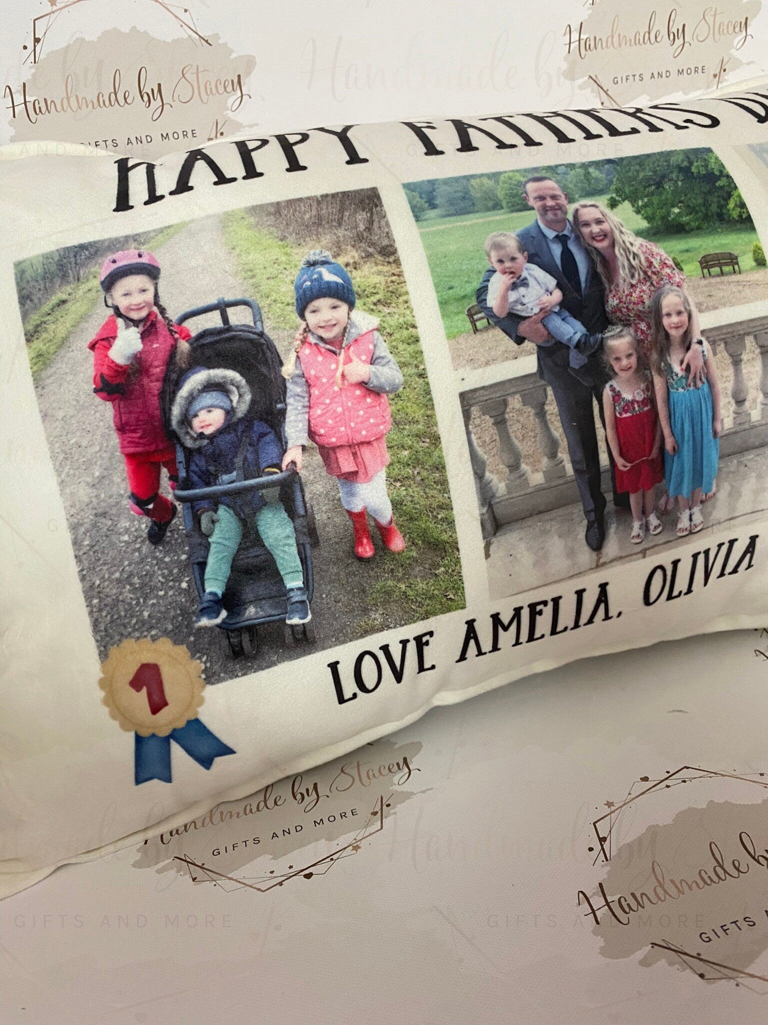 Personalised Photo Cushion Cover|Oblong Shaped Soft Velted Pillow with or Without Inner|Custom Photo & Text|Father's Day Birthday Gift Idea